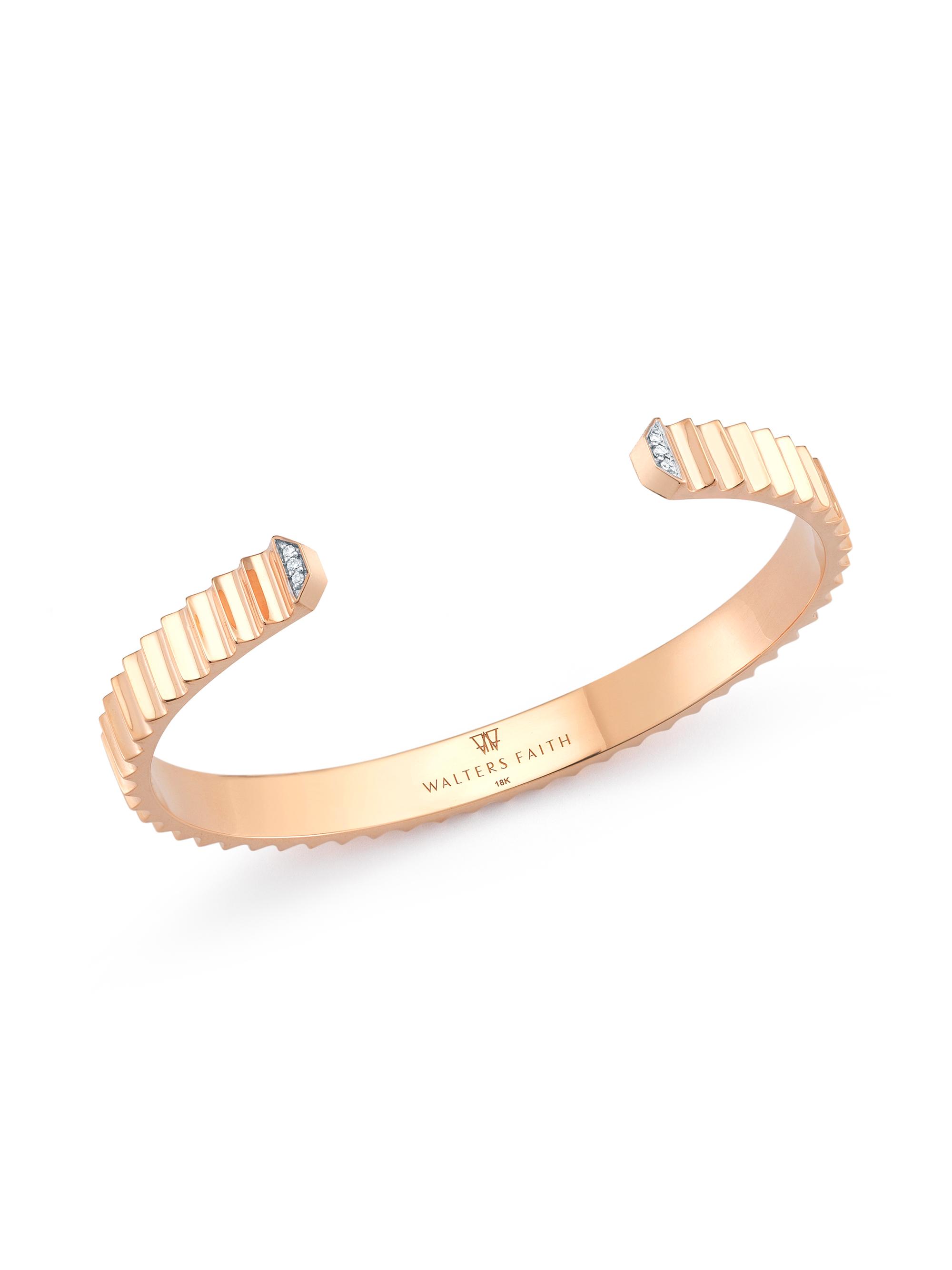 Walters Faith Women's Clive 18K Rose Gold & Diamond Fluted Edge Cuff Bracelet - Rose Gold