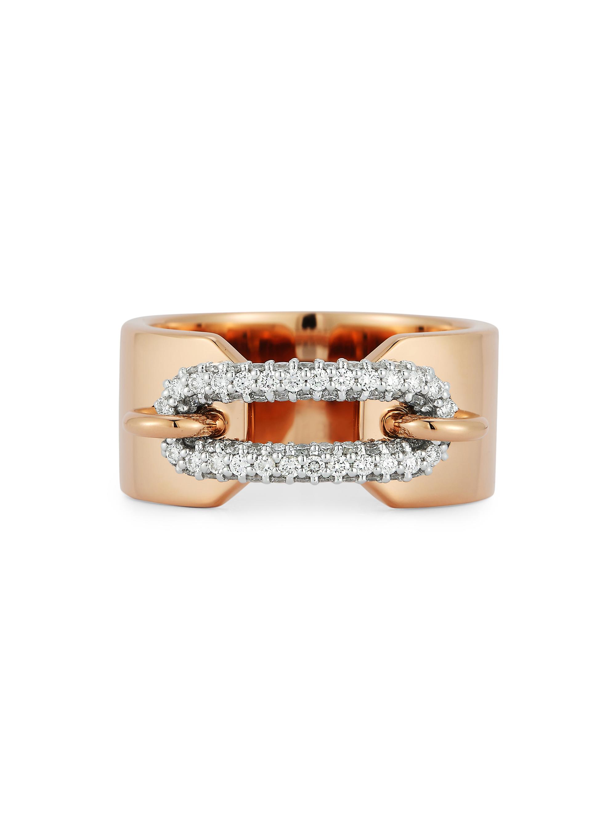 Walters Faith Women's Morrell 18K Rose Gold & 0.58 TCW Diamond Elongated Oval-Link Cuff Ring - Rose Gold