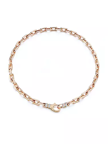 Clive 18K Rose Gold & 0.43 TCW Diamond Oval-Link Chain Choker