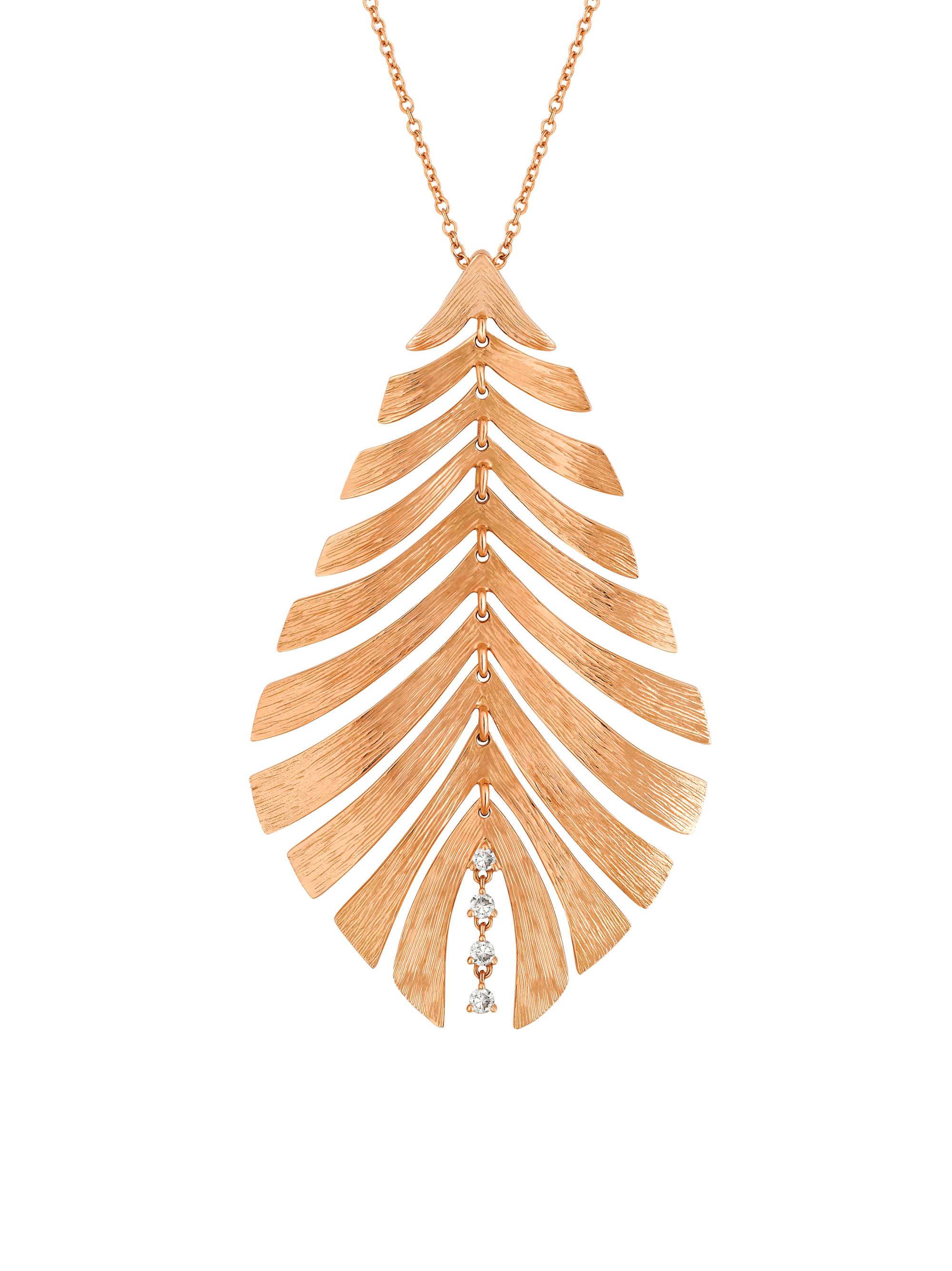 Hueb Women's Bahia 18K Pink Gold & 0.62 TCW Diamond Feather Necklace - Pink Gold