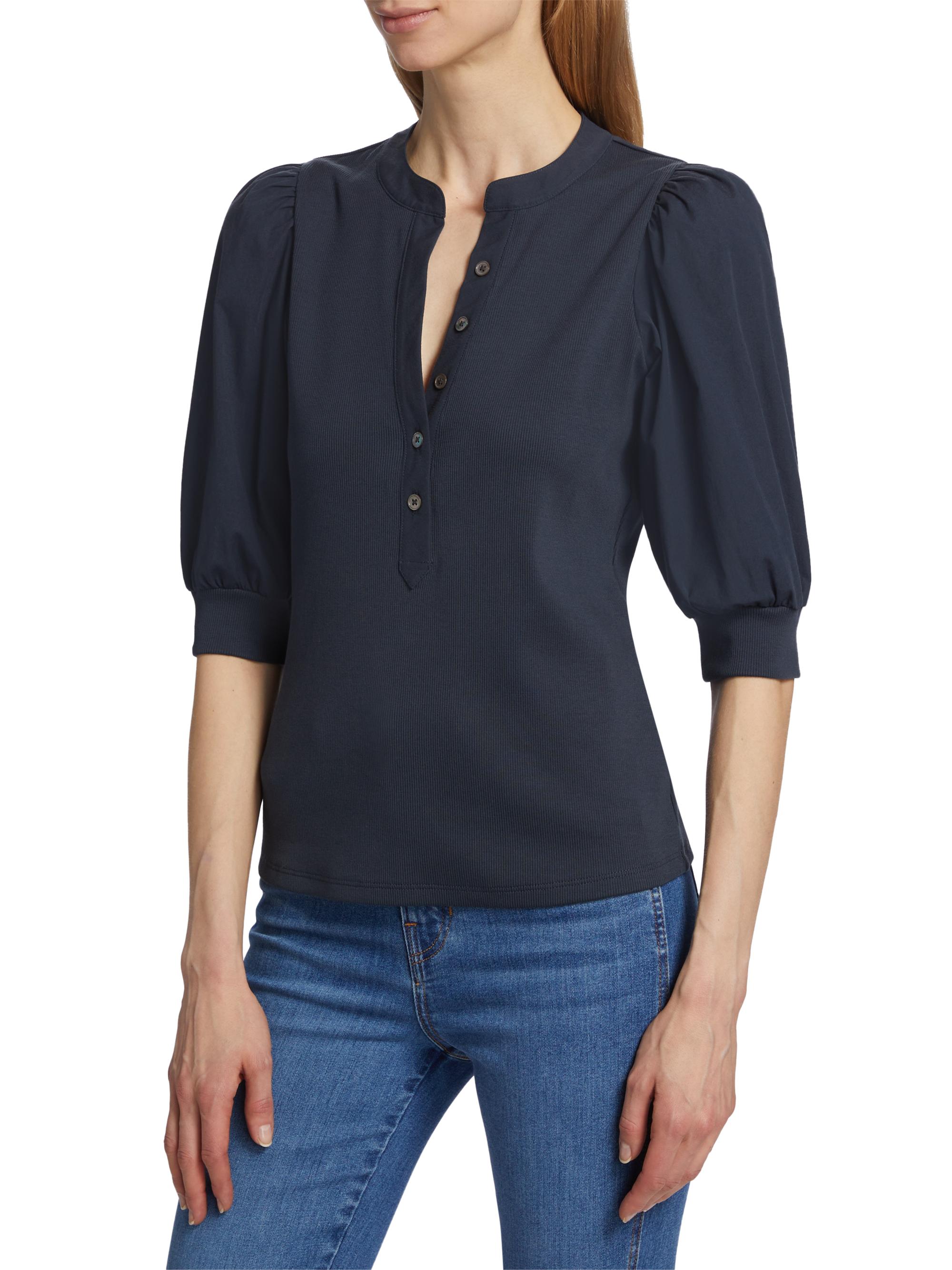 Coralee Puff Sleeve Tee in Navy main image 0