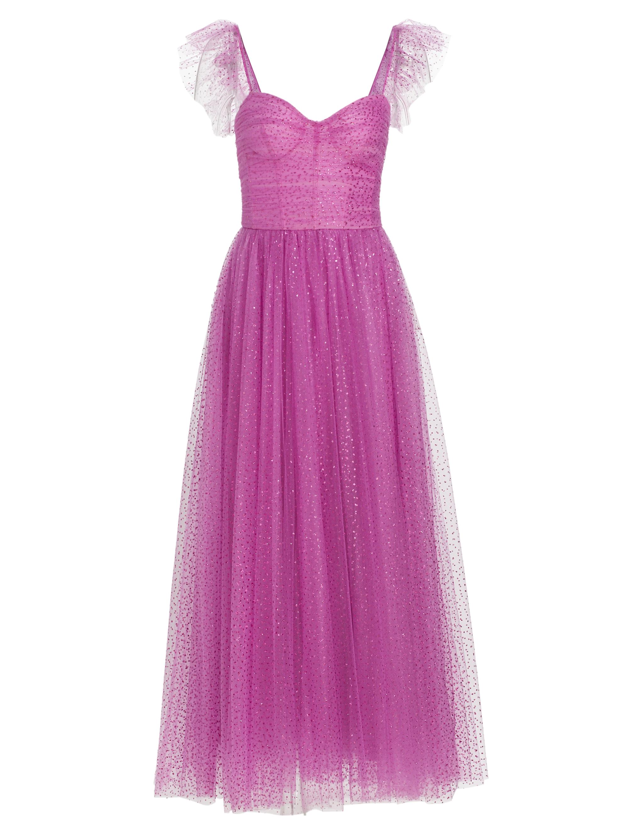 fitted lace wedding dress ml Monique Lhuillier Nyla Tulle Maxi Dress, 8 /  Pink