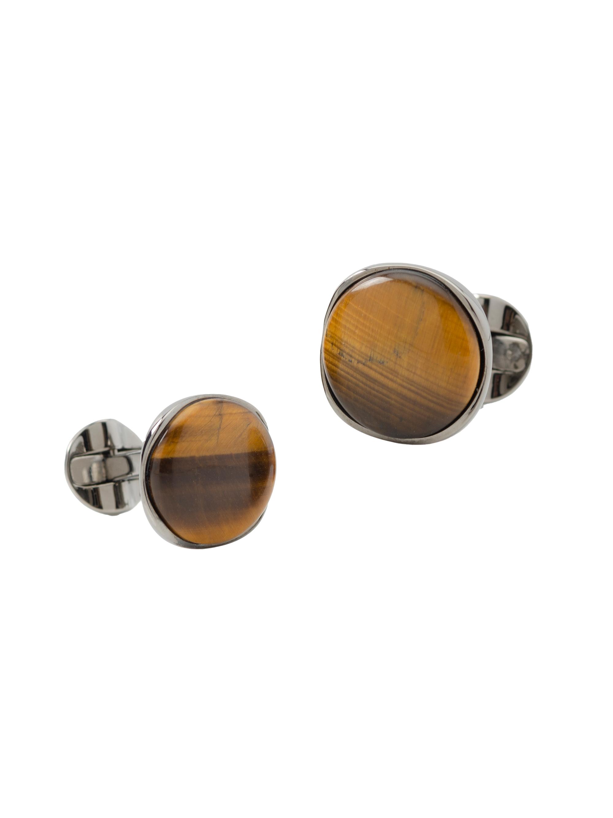 Cufflinks, Inc. Men's Ox & Bull Trading Co. Sterling Silver Tigers Eye Cufflinks - Brown