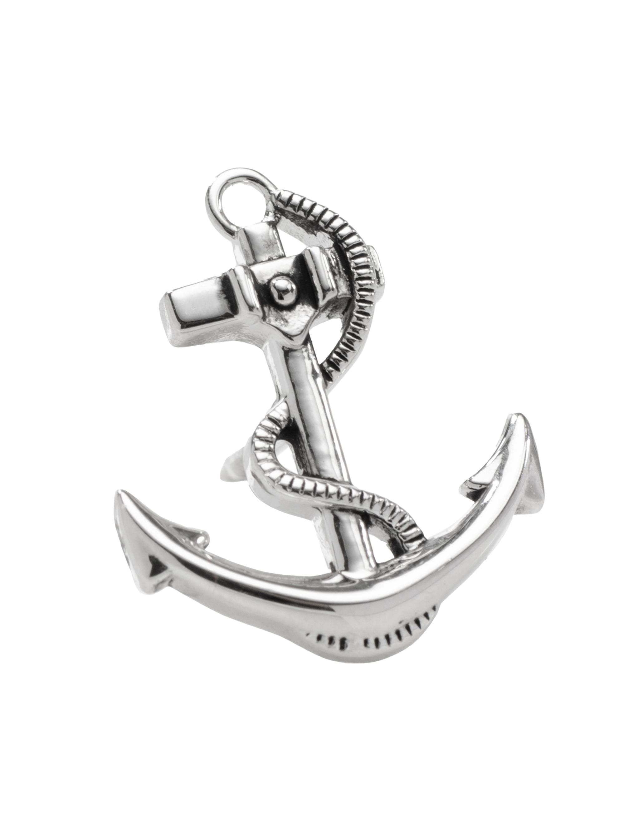 Cufflinks, Inc. Men's Ox & Bull Trading Co. 3D Anchor Sterling Silver Lapel Pin - Silver