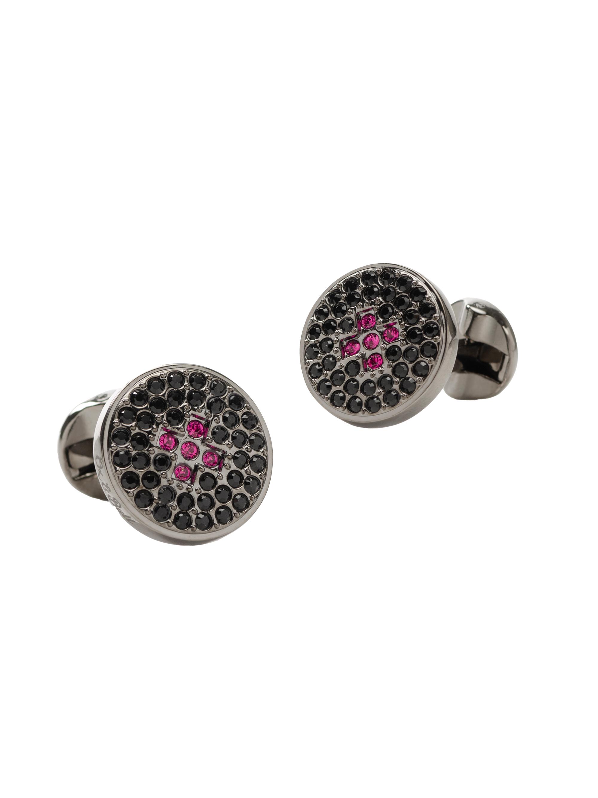 Cufflinks, Inc. Men's Ox And Bull Trading Co. Crystal Button Pave Cufflinks - Black