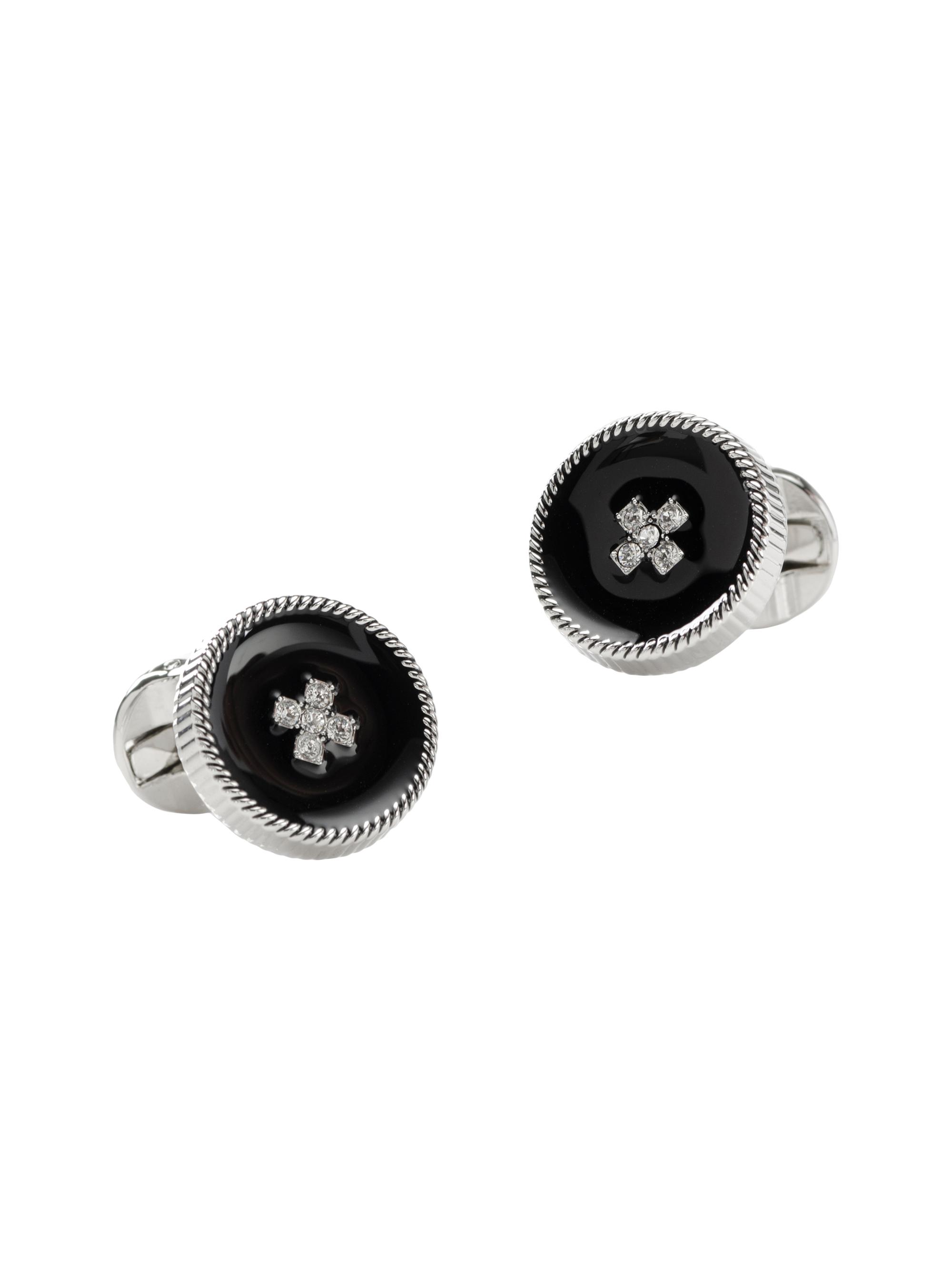 Cufflinks, Inc. Men's Ox & Bull Trading Co. Crystal Button Rope Cufflinks - Black