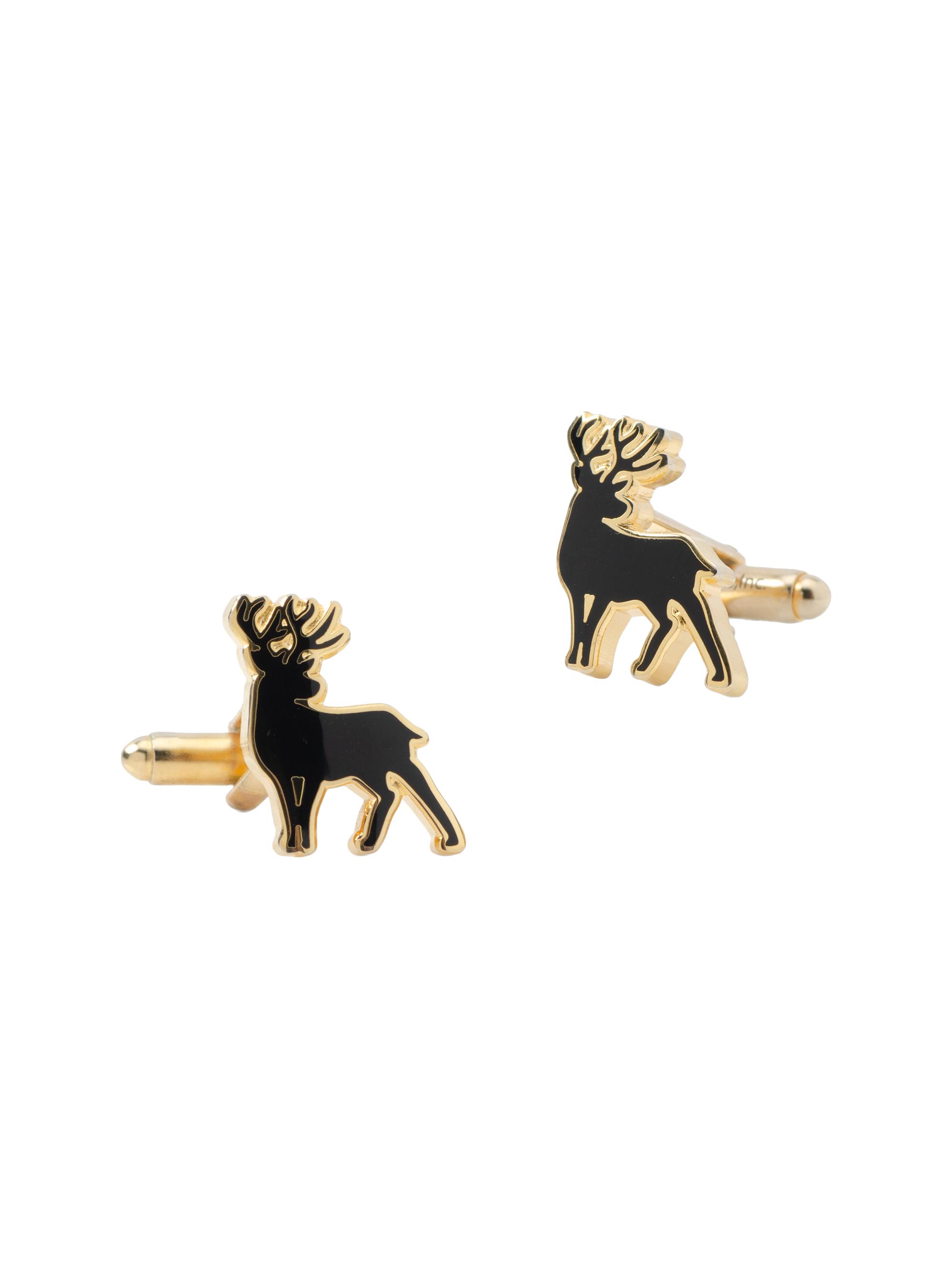 Cufflinks, Inc. Men's Stag Deer Gold Cufflinks - Black