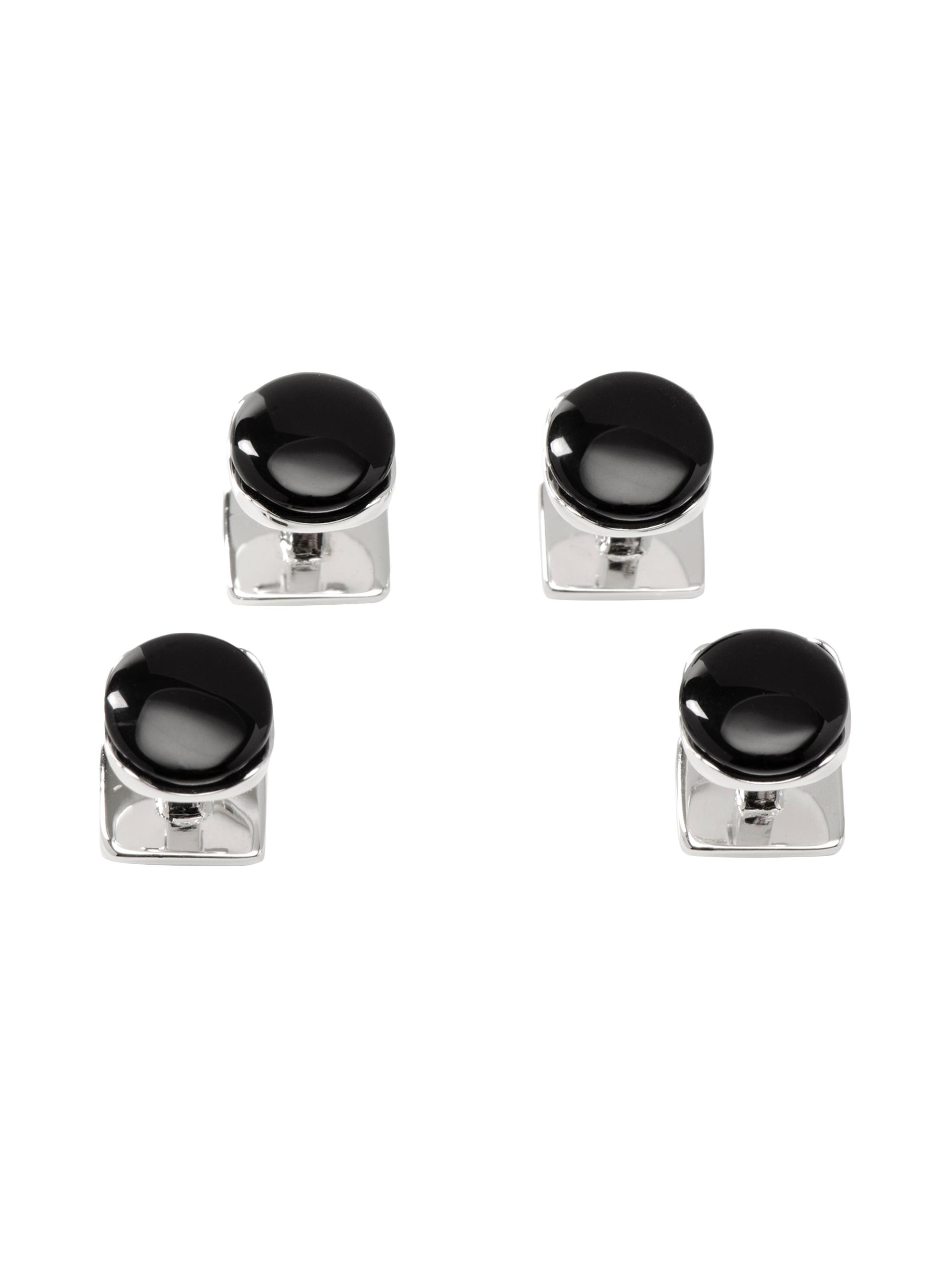 Cufflinks, Inc. Men's Ox & Bull Trading Co. Sterling Silver Classic Formal Black Onyx Studs - Black
