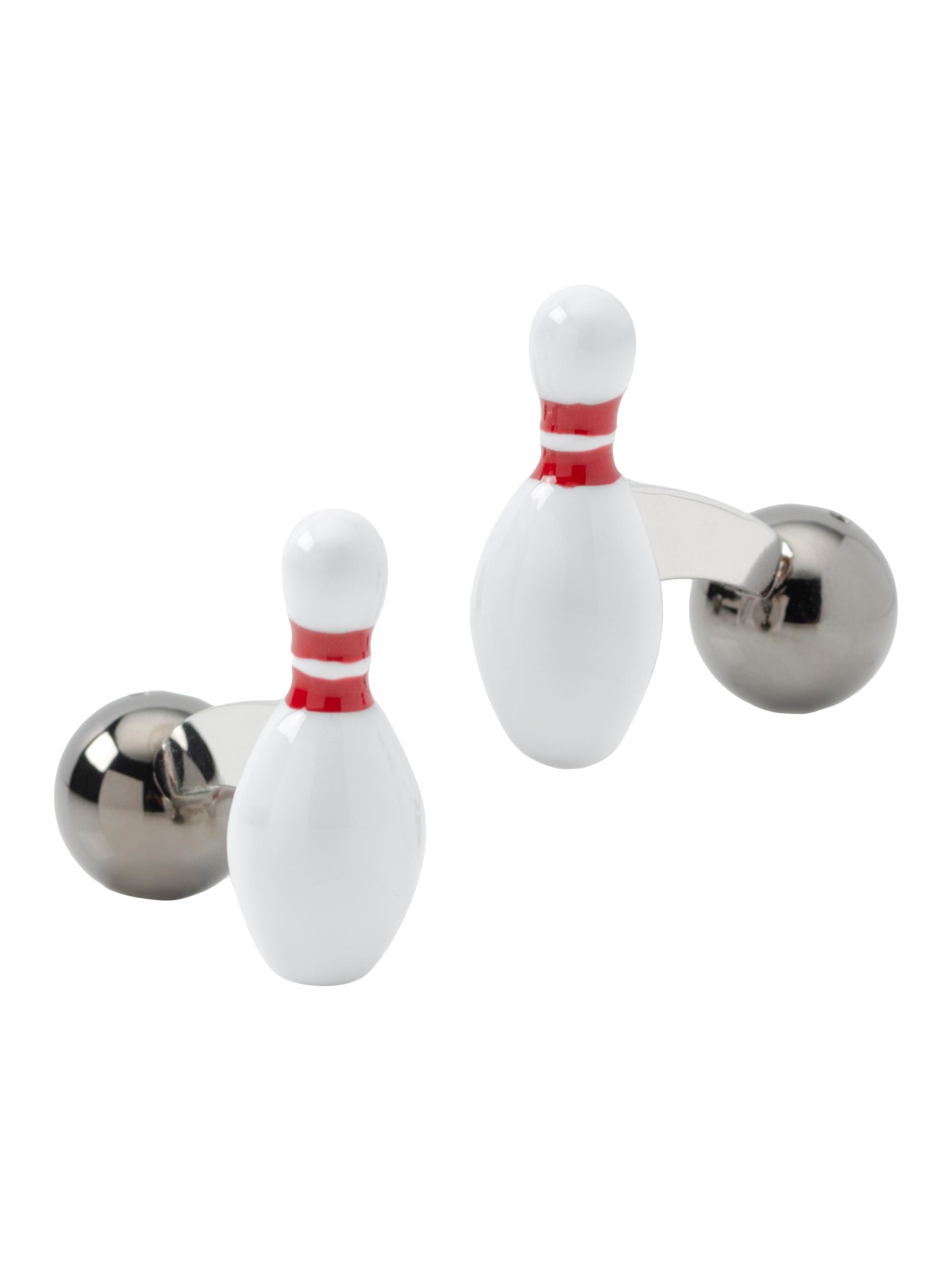 Cufflinks, Inc. Men's 3D Bowling Pin & Ball Cufflinks - White
