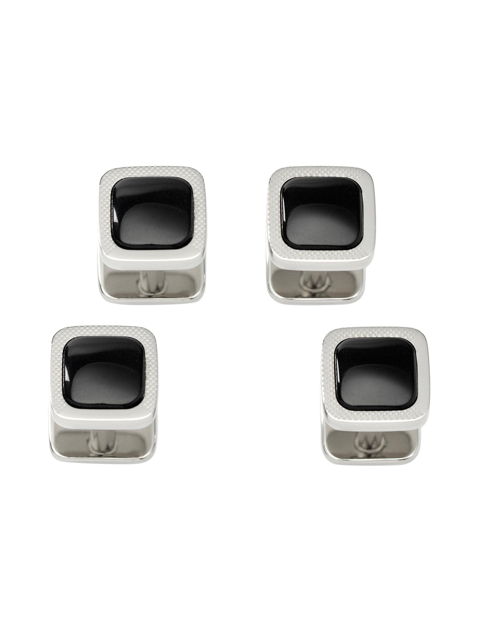 Cufflinks, Inc. Men's Ox And Bull Trading Co. Onyx Cushion Stainless Steel Studs - Black