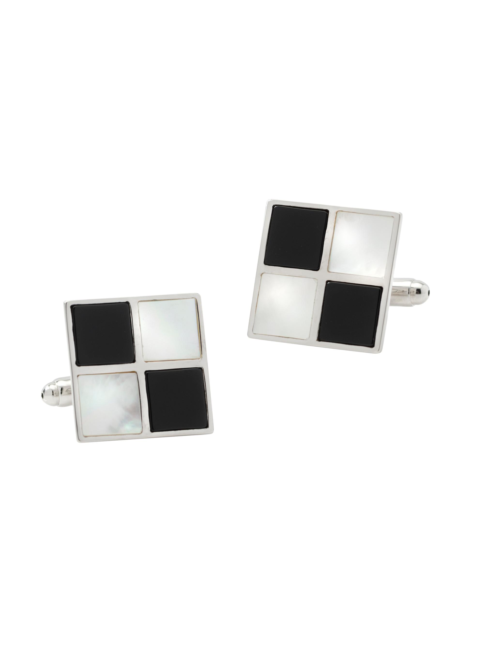Cufflinks, Inc. Men's Ox And Bull Trading Co. Mother-Of-Pearl & Onyx Check Cufflinks - White
