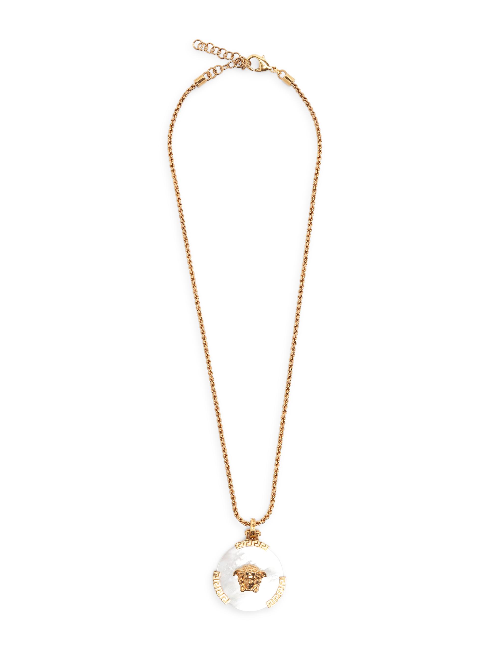 Versace Men's Goldtone & Mother-Of-Pearl Medusa Pendant Necklace -  Gold White