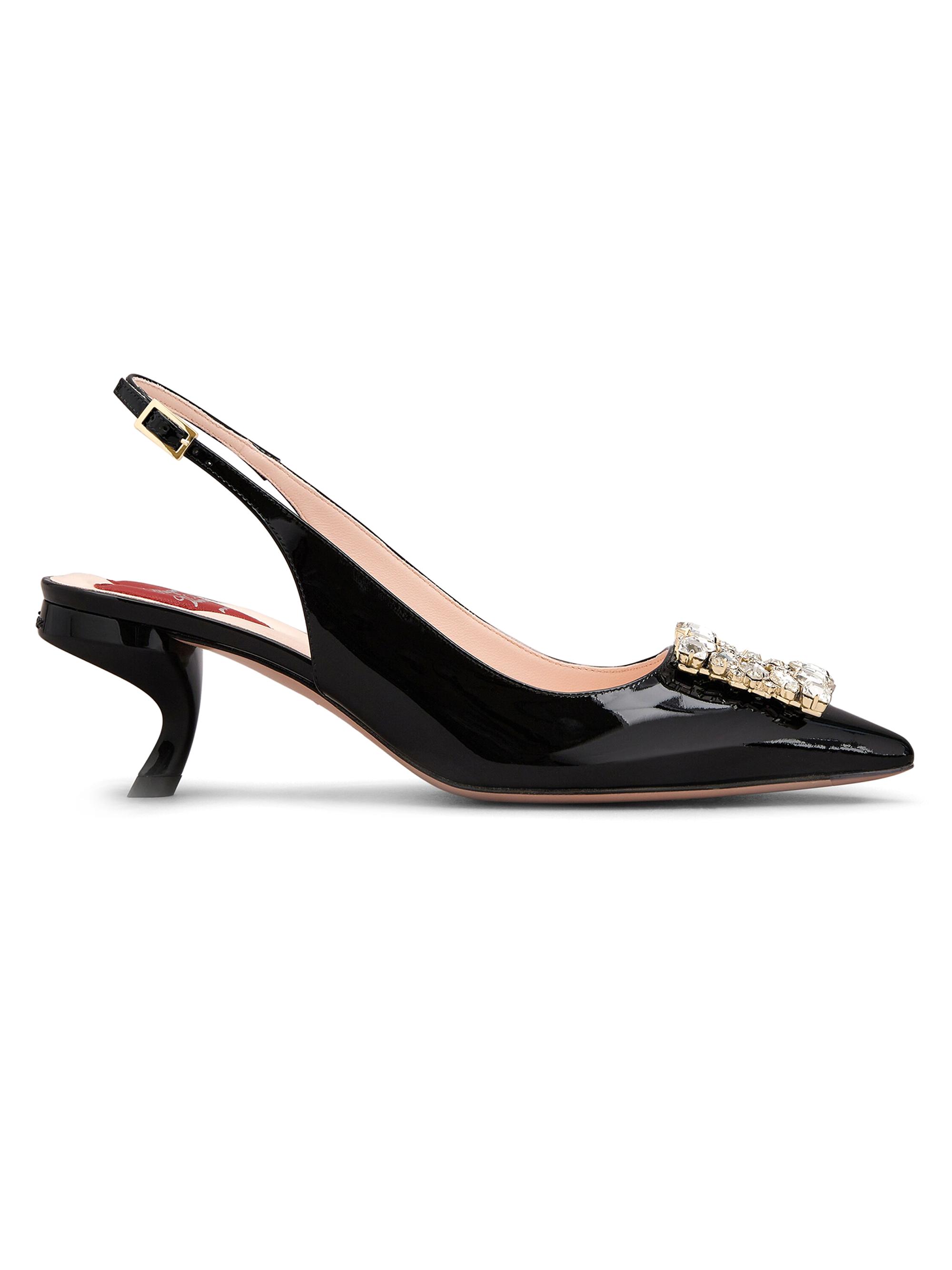 Roger Vivier Women's Virgule Embellished-Buckle Patent Leather Slingback Pumps - Nero