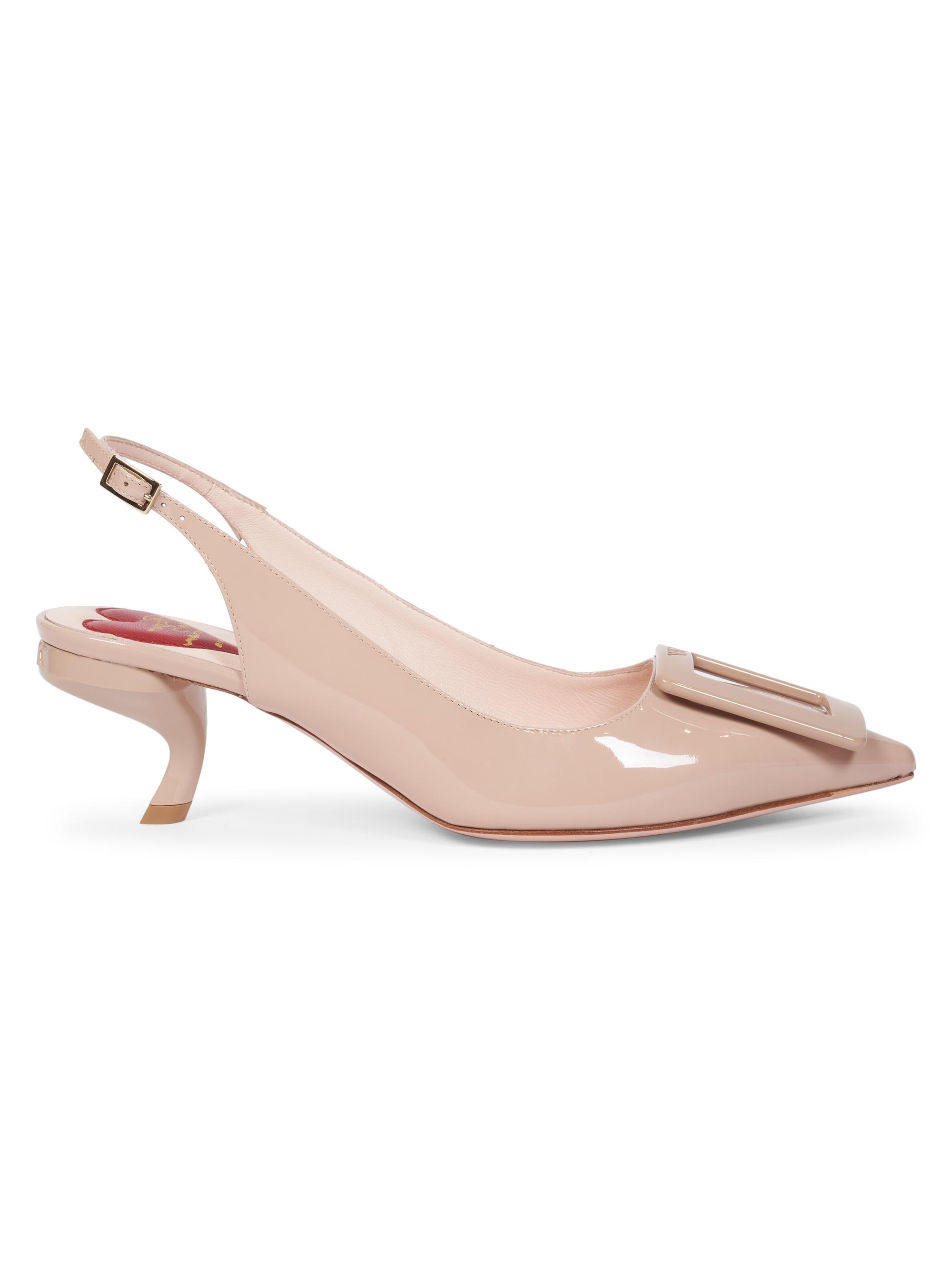 Roger Vivier Women's Virgule 55MM Patent Leather Slingback Pumps - Beige