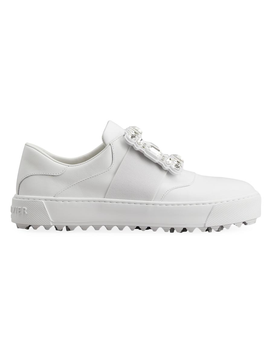Roger Vivier Viv Golf Embellished-Buckle Slip-On Sneakers
