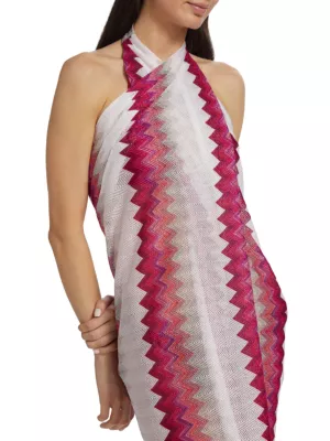Missoni Zigzag-knit asymmetric cover up - Red
