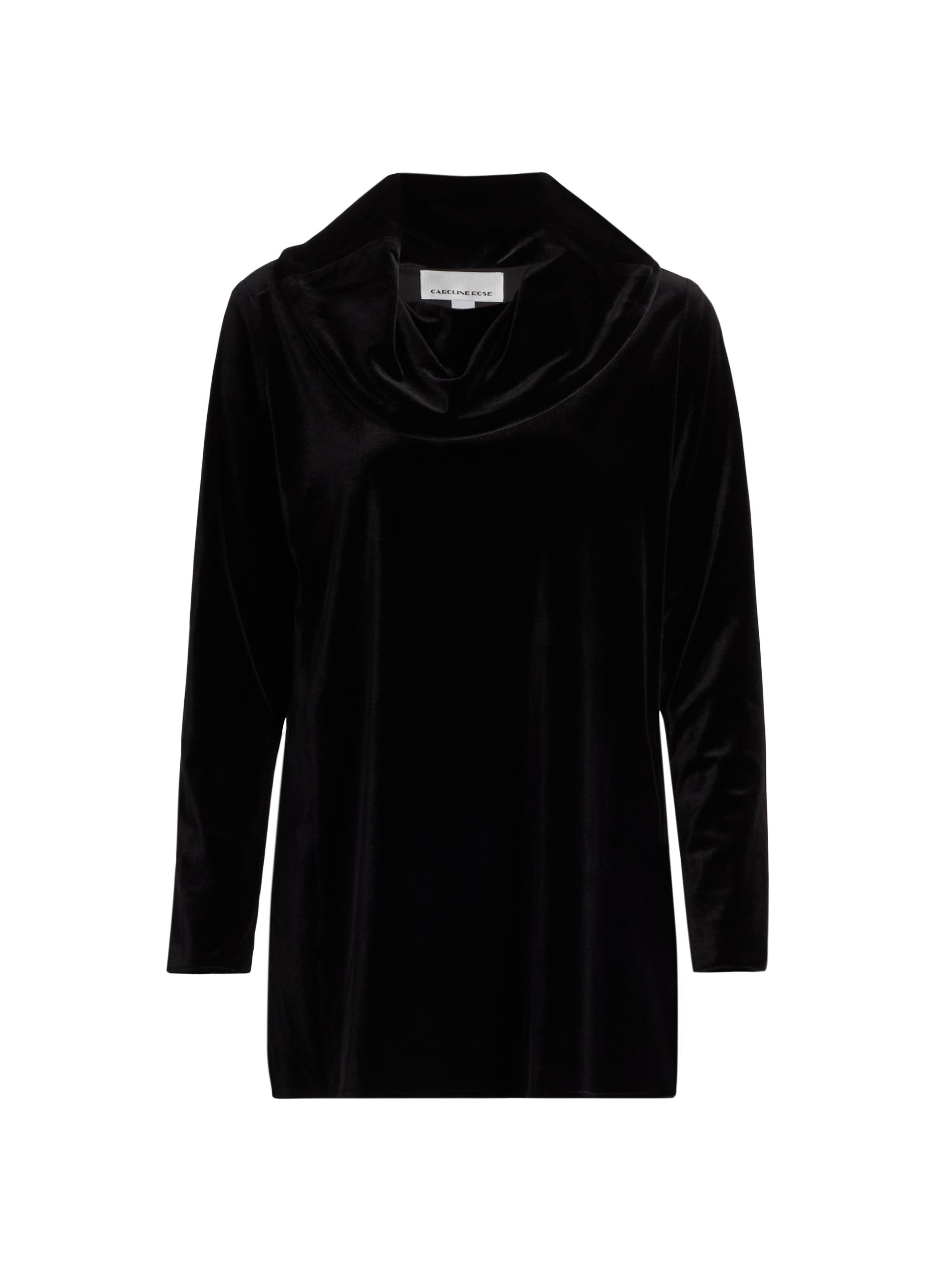 Caroline Rose Women's Stretch Velvet Cowl Tunic - Black