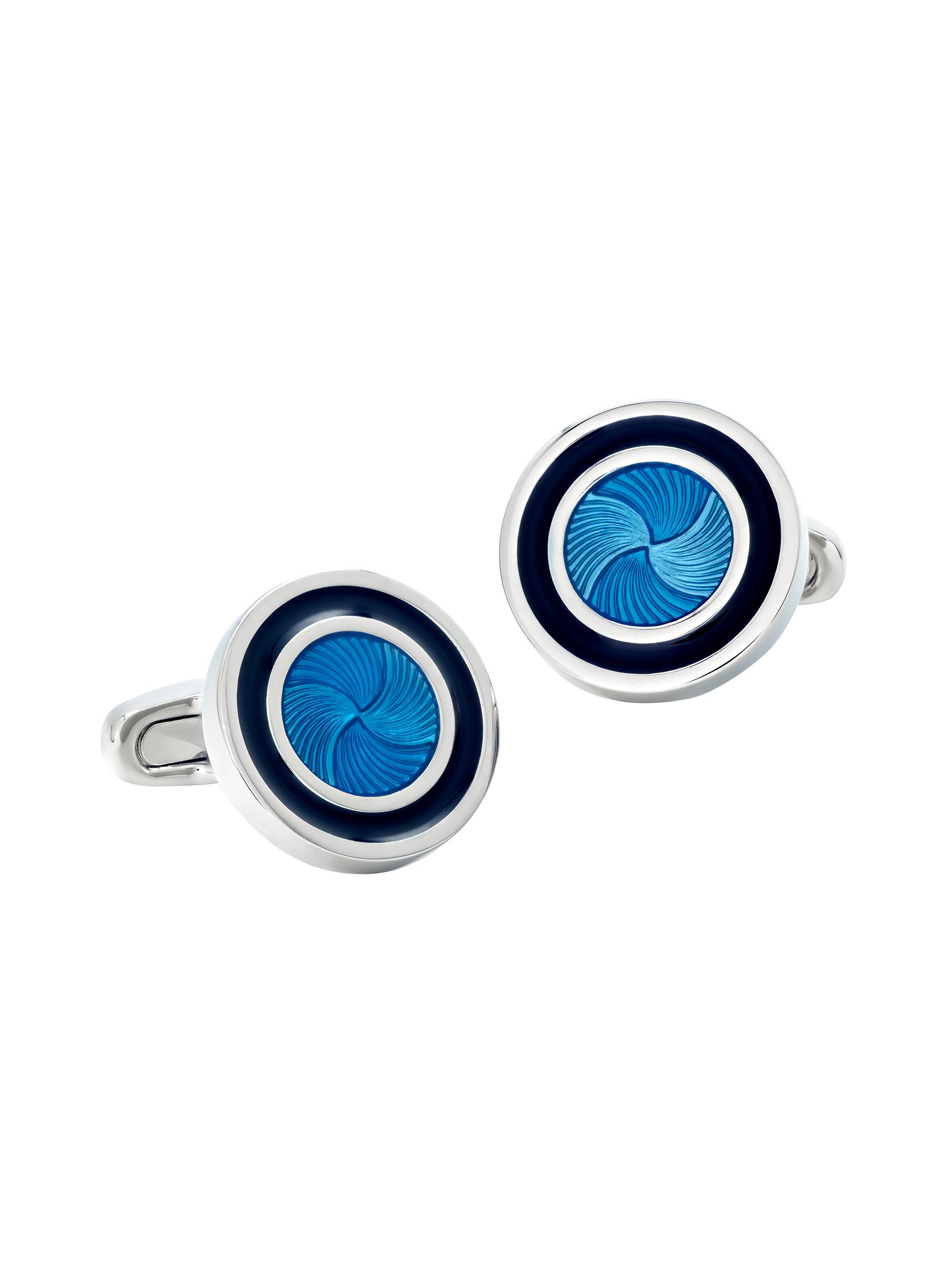 Link Up Men's Sunburst Brass Cufflinks - Blue Silver