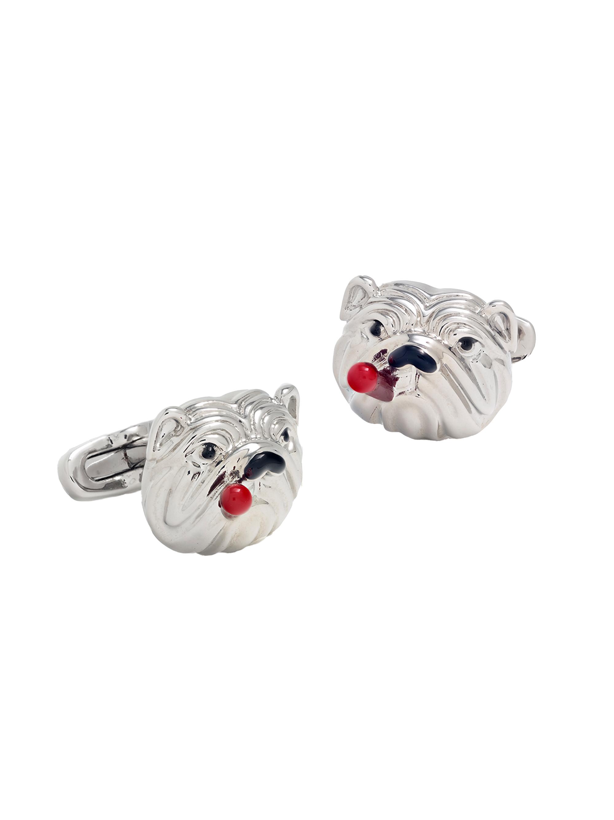Link Up Men's Rhodium-Plated & Enamel Bulldog & Cigar Cufflinks - Silver