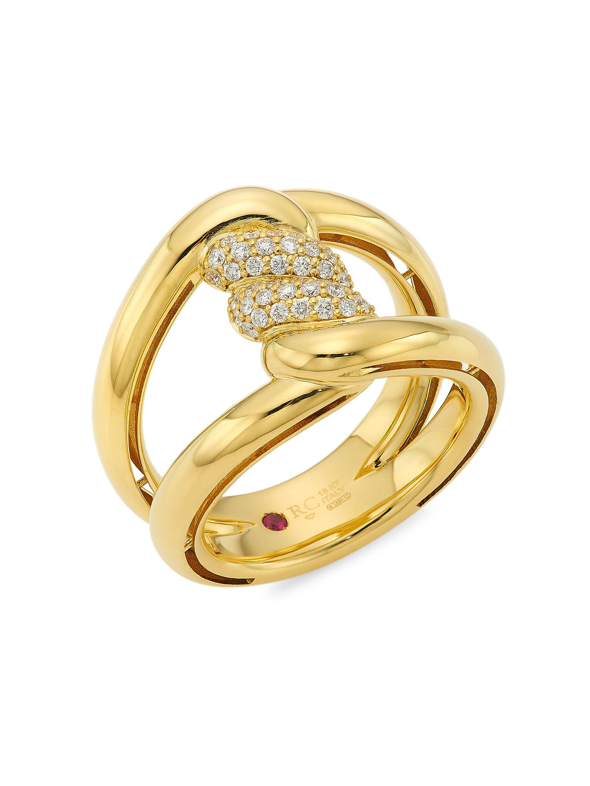 Roberto Coin Women's Cialoma 18K Yellow Gold & 0.23 TCW Diamond Twist Ring - Gold