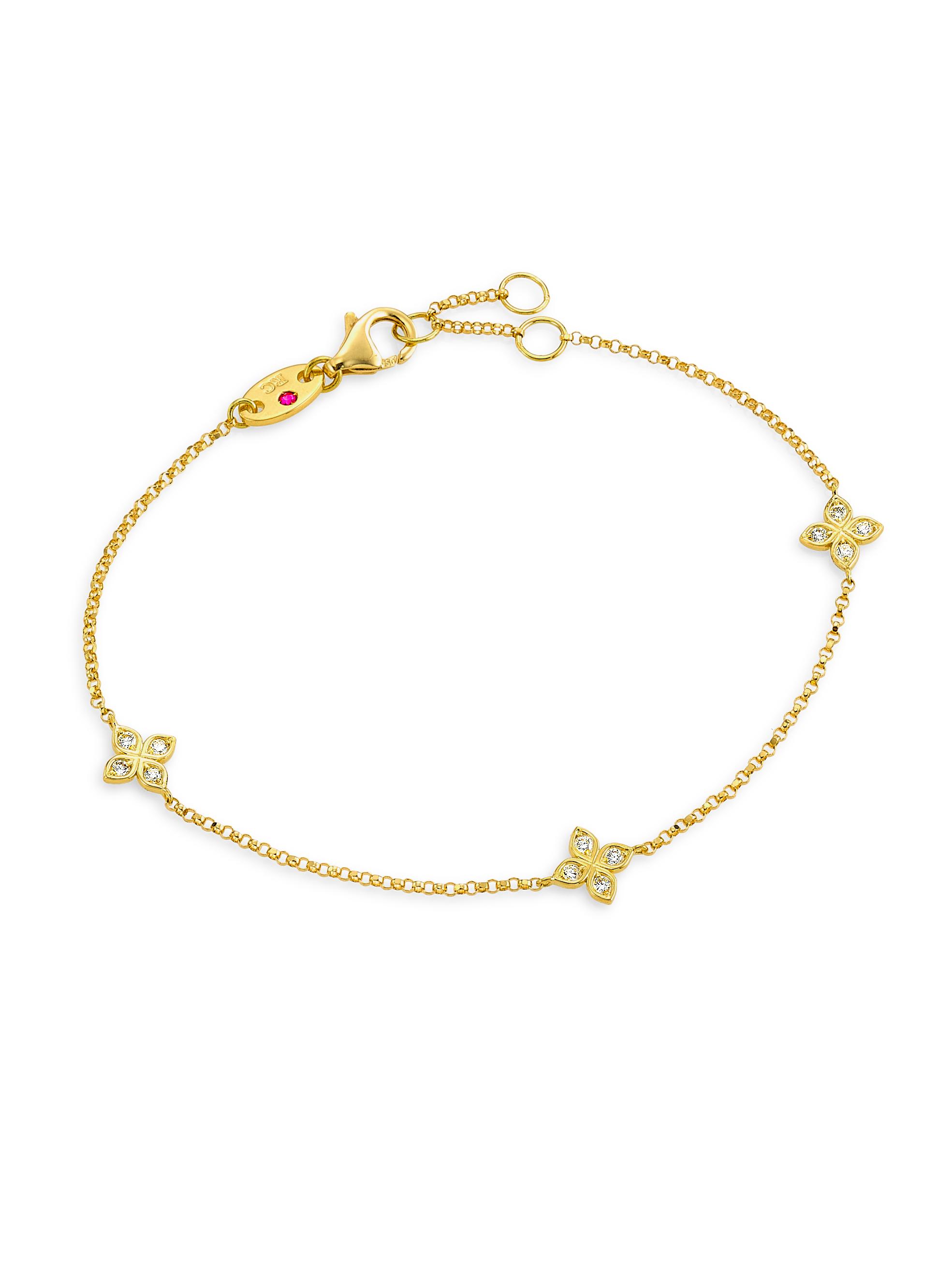 Roberto Coin Women's Love By The Yard 18K Yellow Gold & 0.13 TCW Diamond Bracelet - Gold