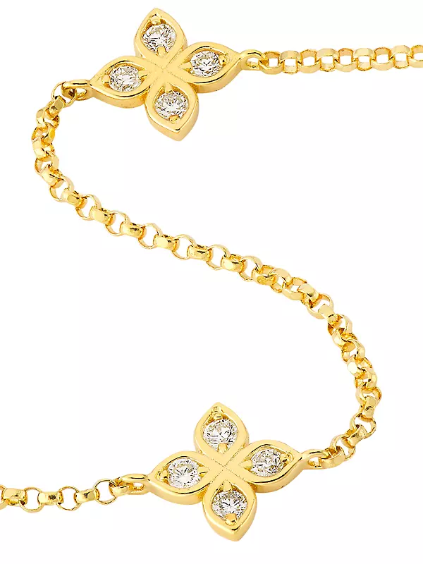 Roberto Coin Love By The Yard 18ct Yellow Gold Diamond Bracelet D  ADR777BR3232 W