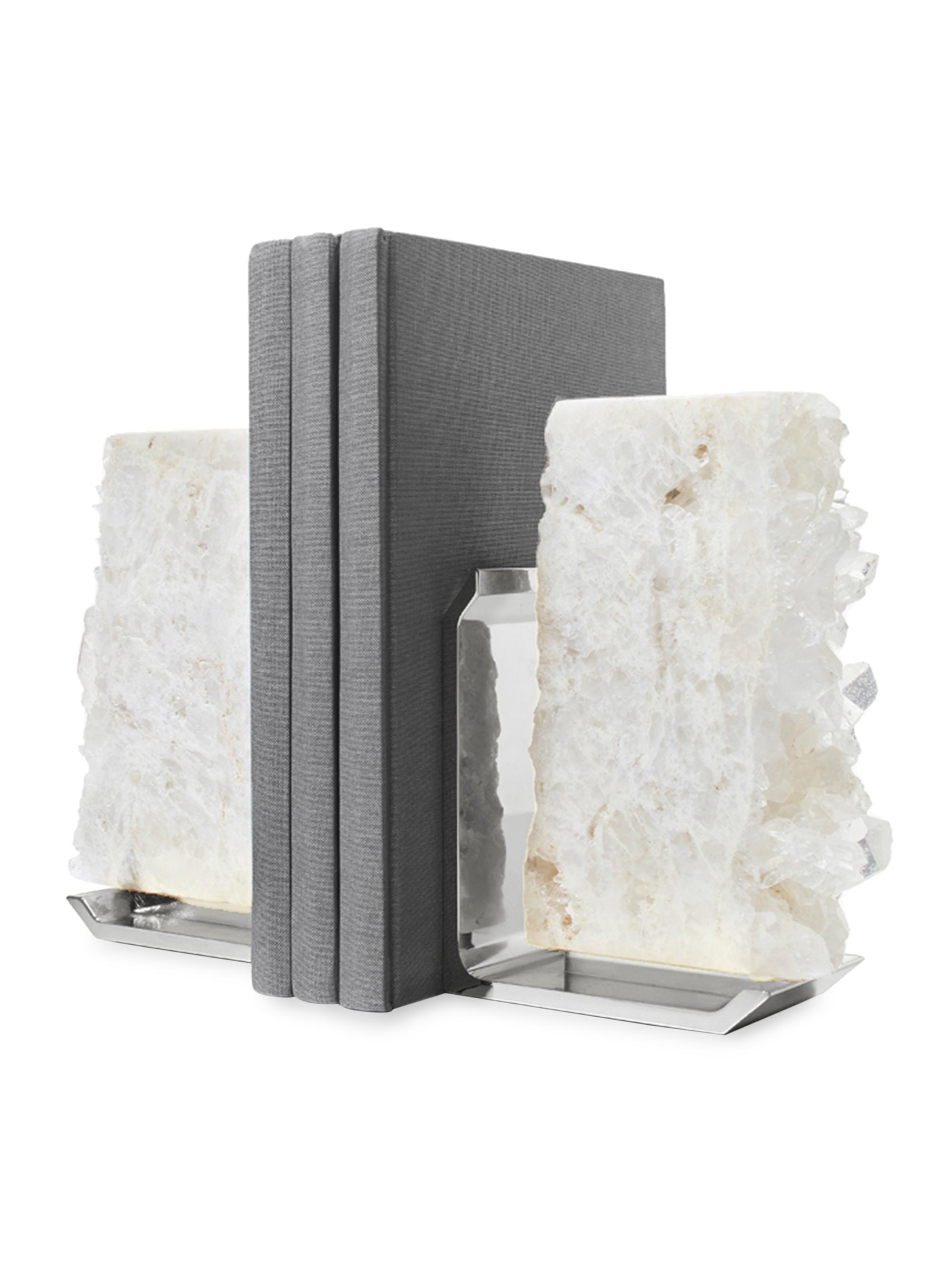 ANNA New York Fim Druzy Agate & Goldtone Bookend Set - Crystal Quartz | Thumbnail 3
