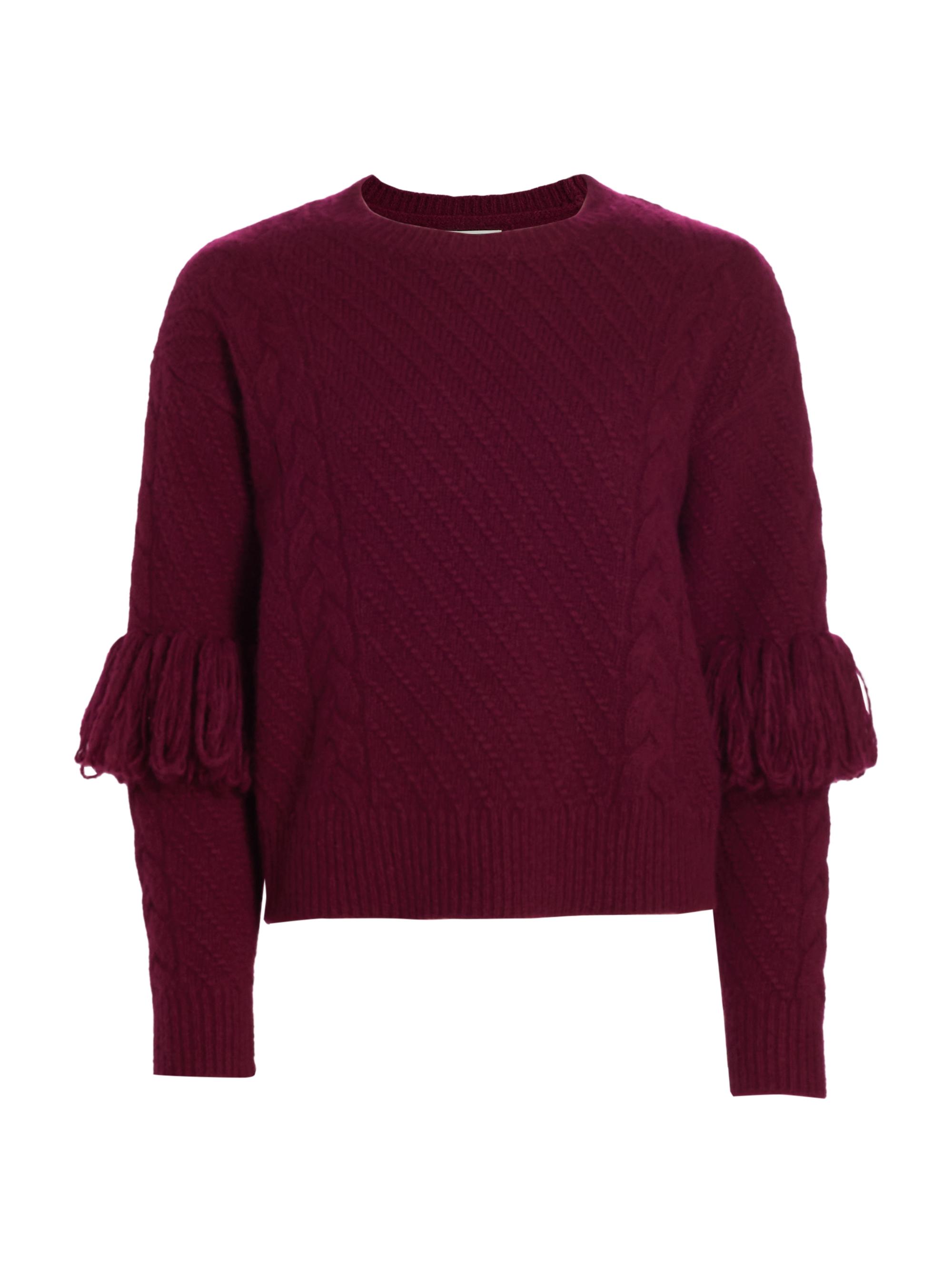 Elie Tahari Women's Fringe Wool-Blend Sweater - Mulberry