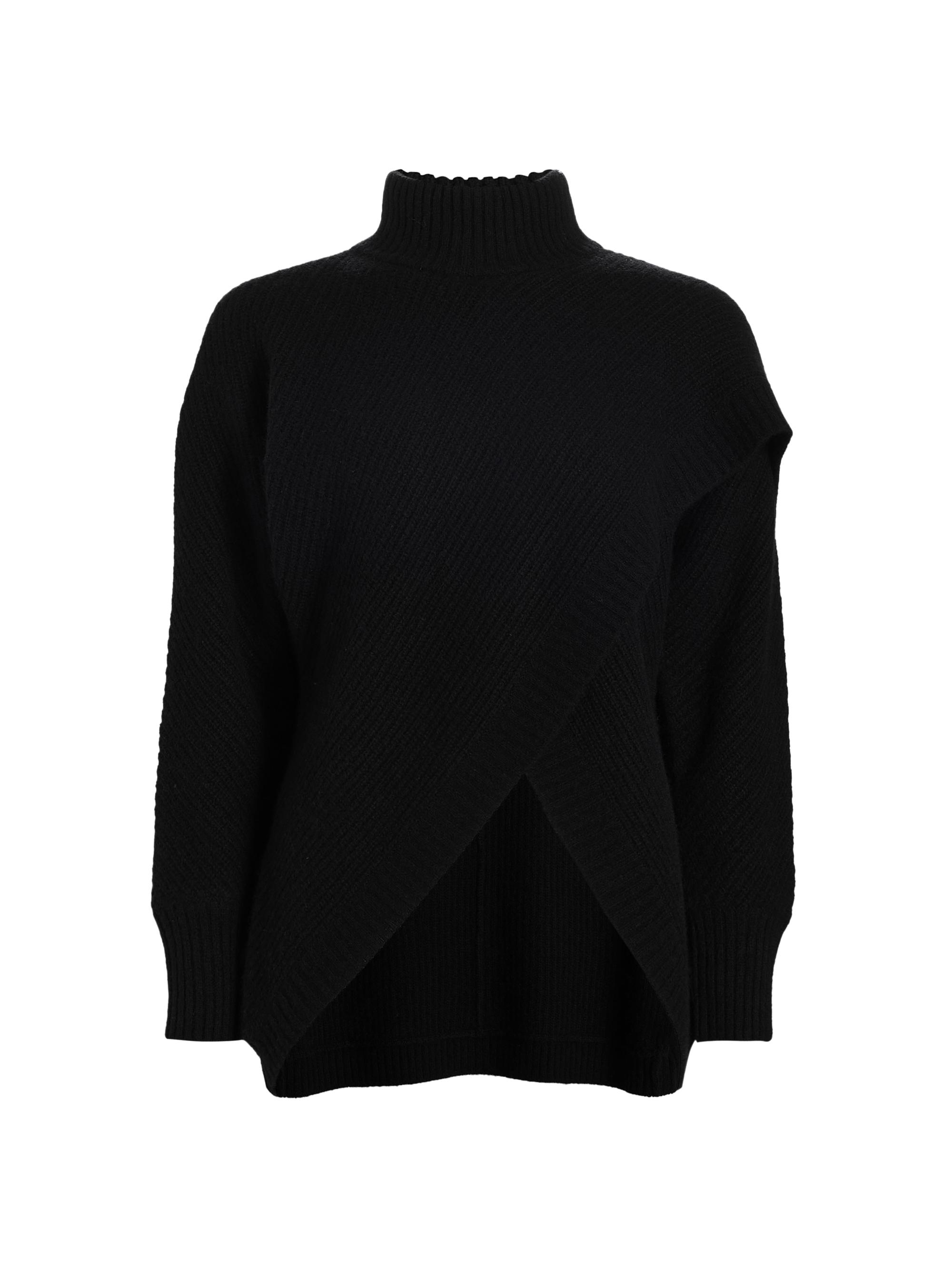 Elie Tahari Women's Cross-Front Cashmere Sweater - Noir