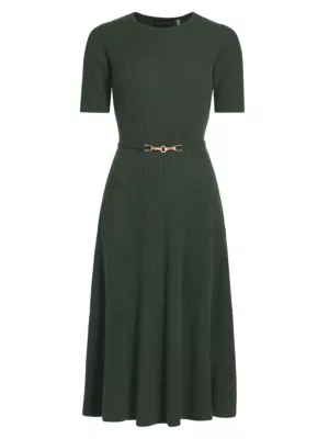 Elie Tahari Belted Cashmere Midi-Dress