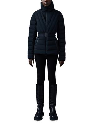 Shearling-trimmed down ski jacket