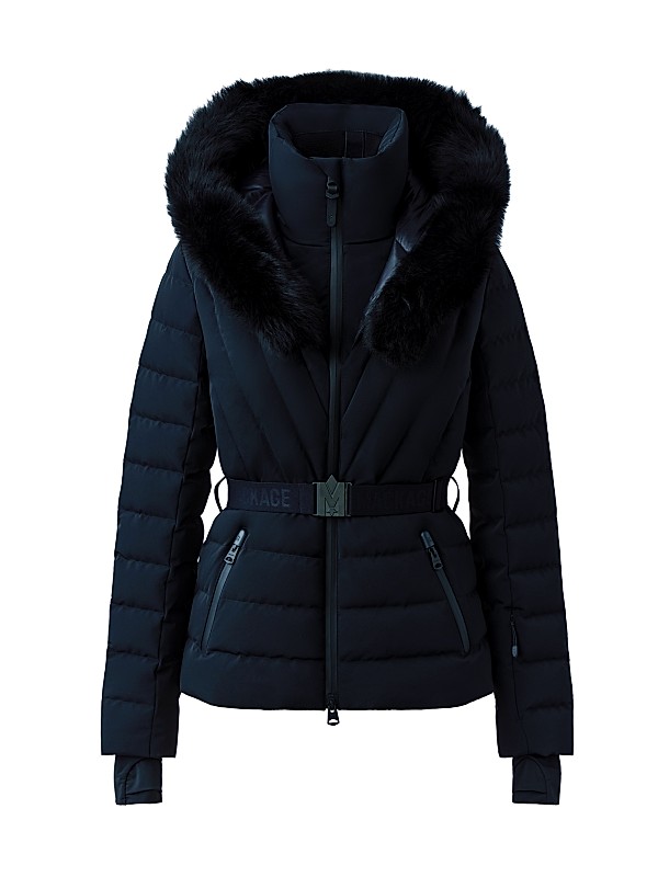 Shop Mackage Elita Belted Down Ski Jacket With Shearling Shop Mackage Elita Belted Down Ski Jacket With Shearling