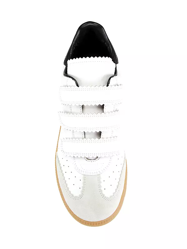 Shop Isabel Marant Beth Grip-Strap Leather Sneakers | Saks Fifth