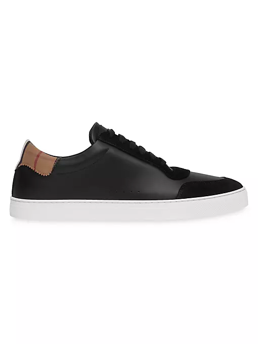 Burberry - Plaid Panel Low-TopLeather Sneakers