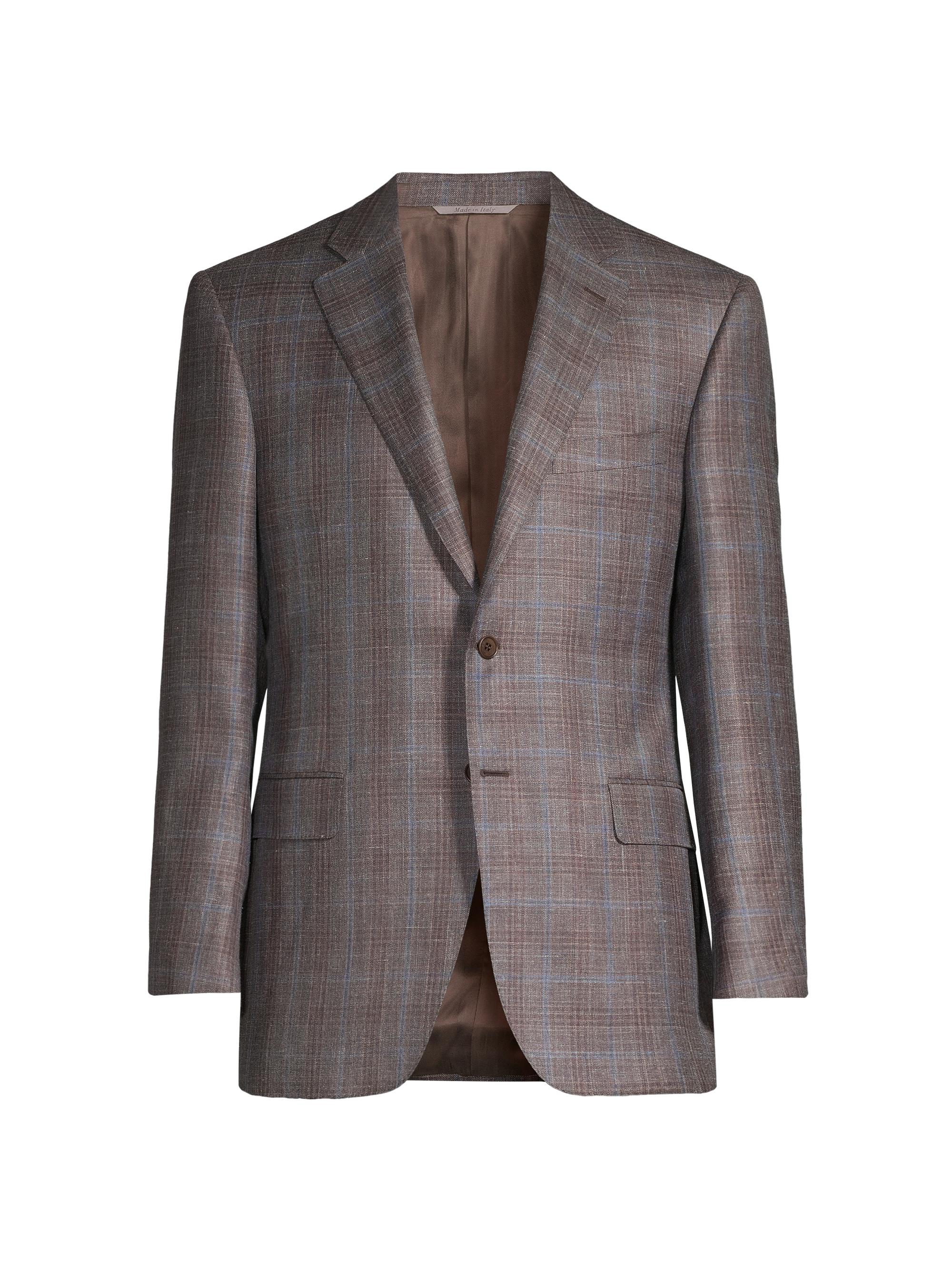 Canali Men's Plaid Wool-Blend Blazer - Brown