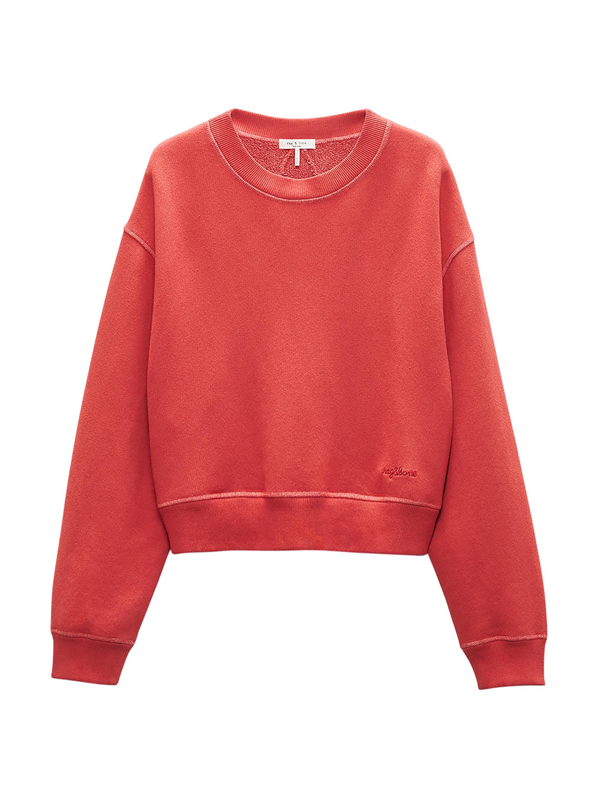 rag & bone Women's Terry Cropped Sweatshirt - Red