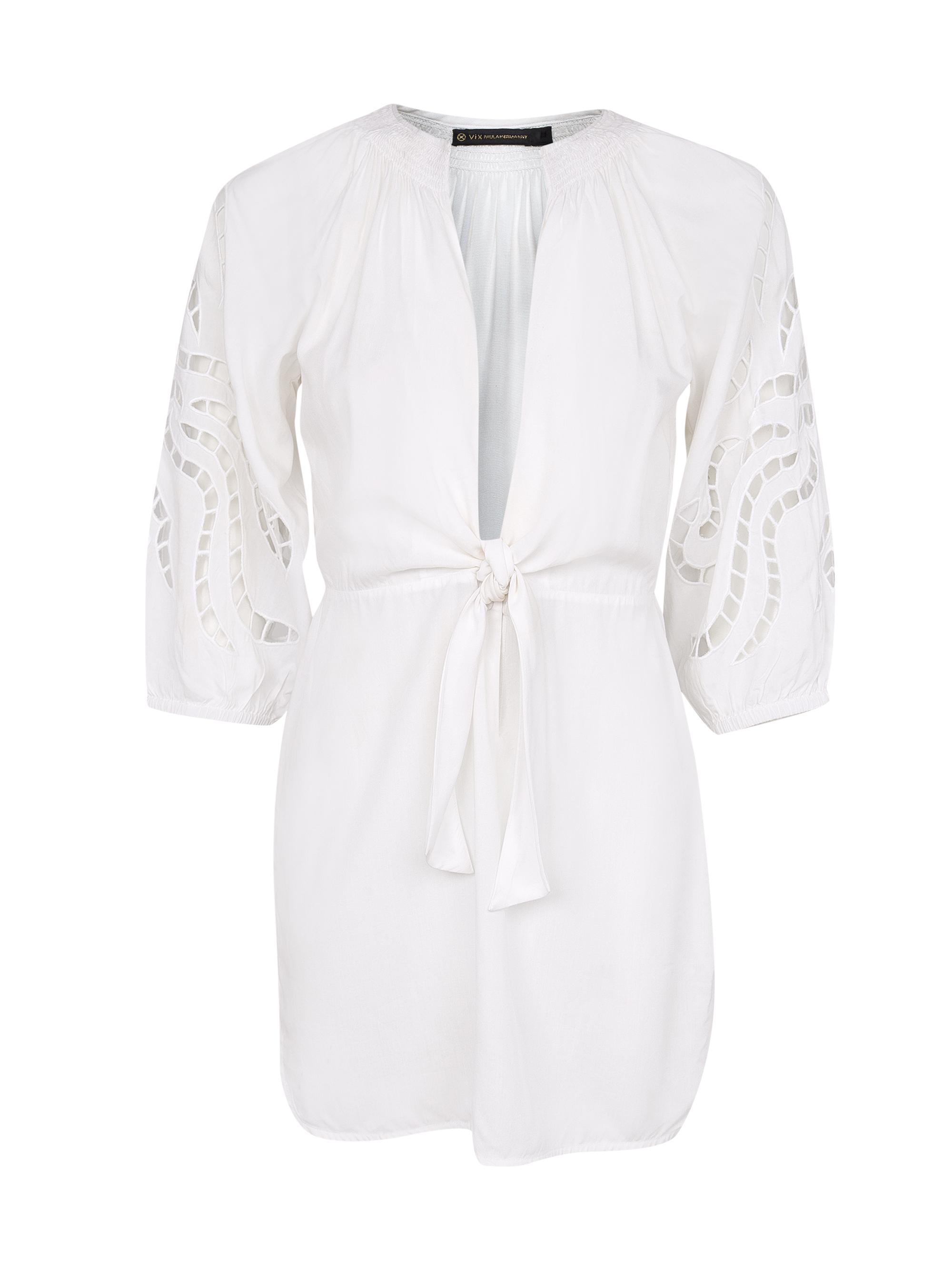 ViX by Paula Hermanny Women's Plunging Cut Out Crochet Coverup - Off White