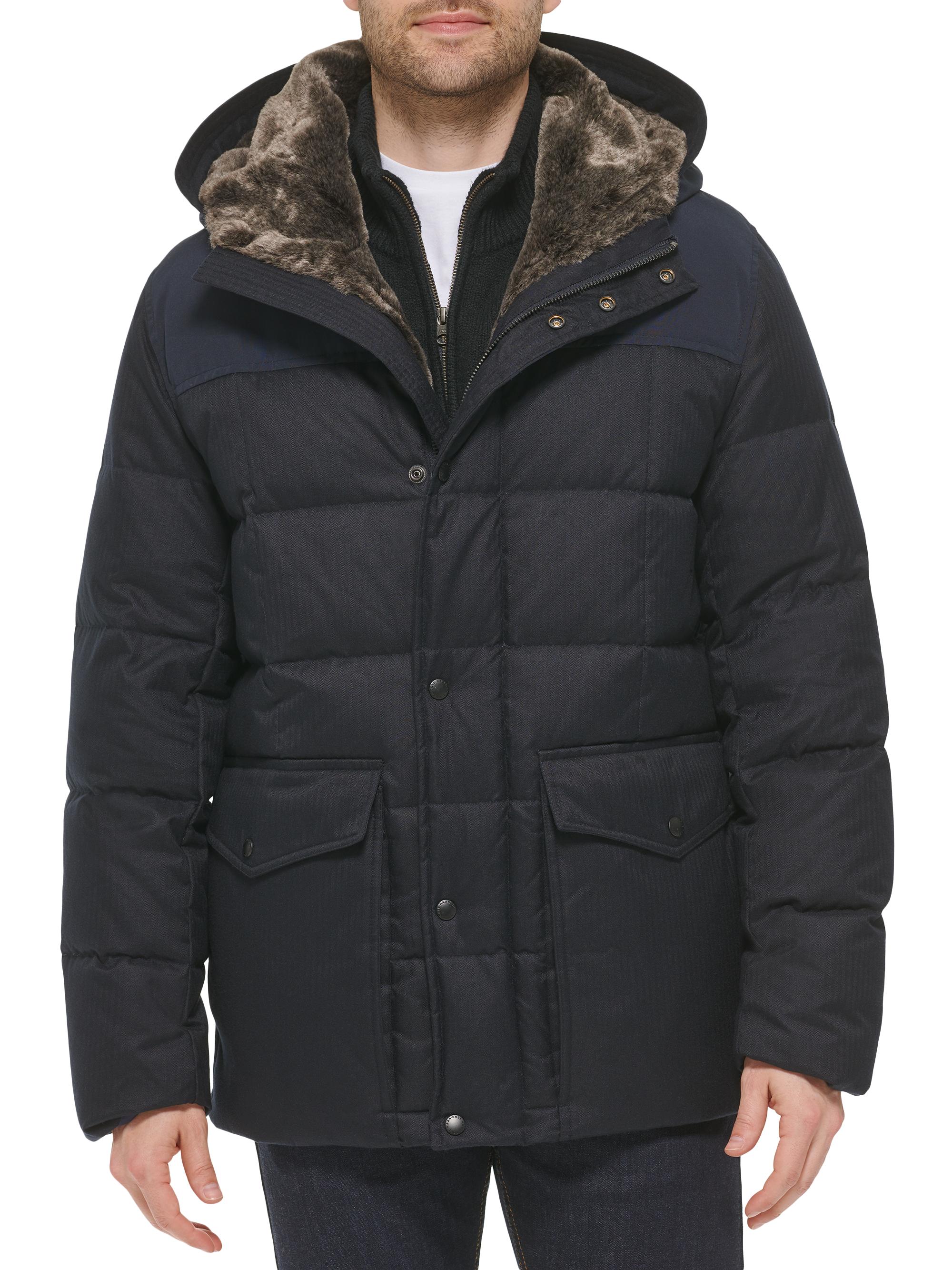 Cole Haan Men's Quilted Flannel Puffer Parka - Navy