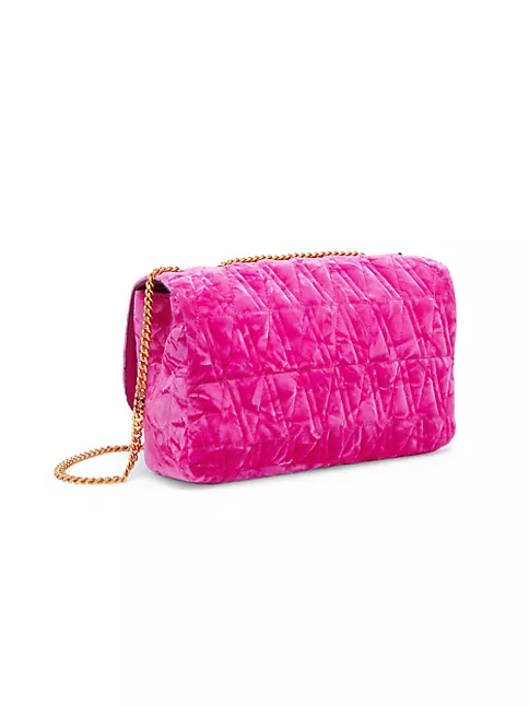 VERSACE Quilted small glossed-leather shoulder bag
