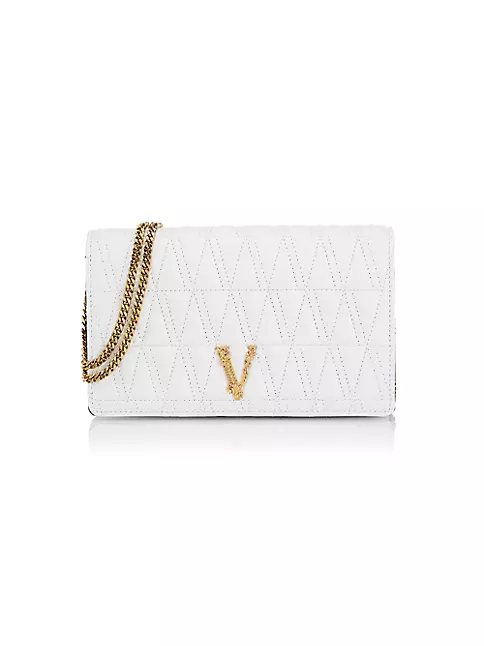 Versace Virtus Quilted Evening Bag Optical White