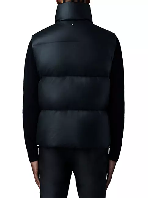 Leather Embossed Vest Jacket, Black, 36