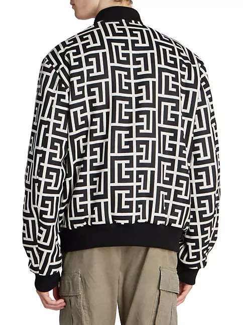 Reversible wool bomber jacket with monogram black - Men