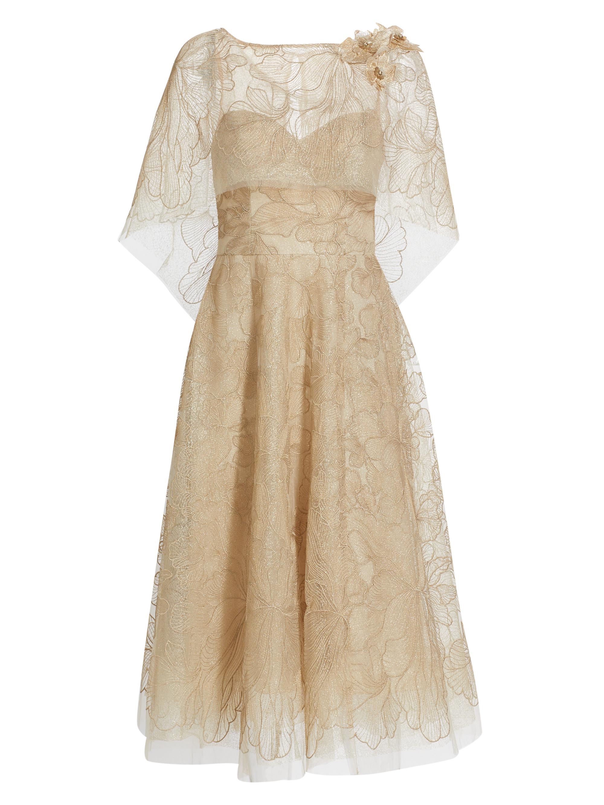 Teri Jon by Rickie Freeman Women's Embroidered Tulle Cocktail Dress - Antique Gold