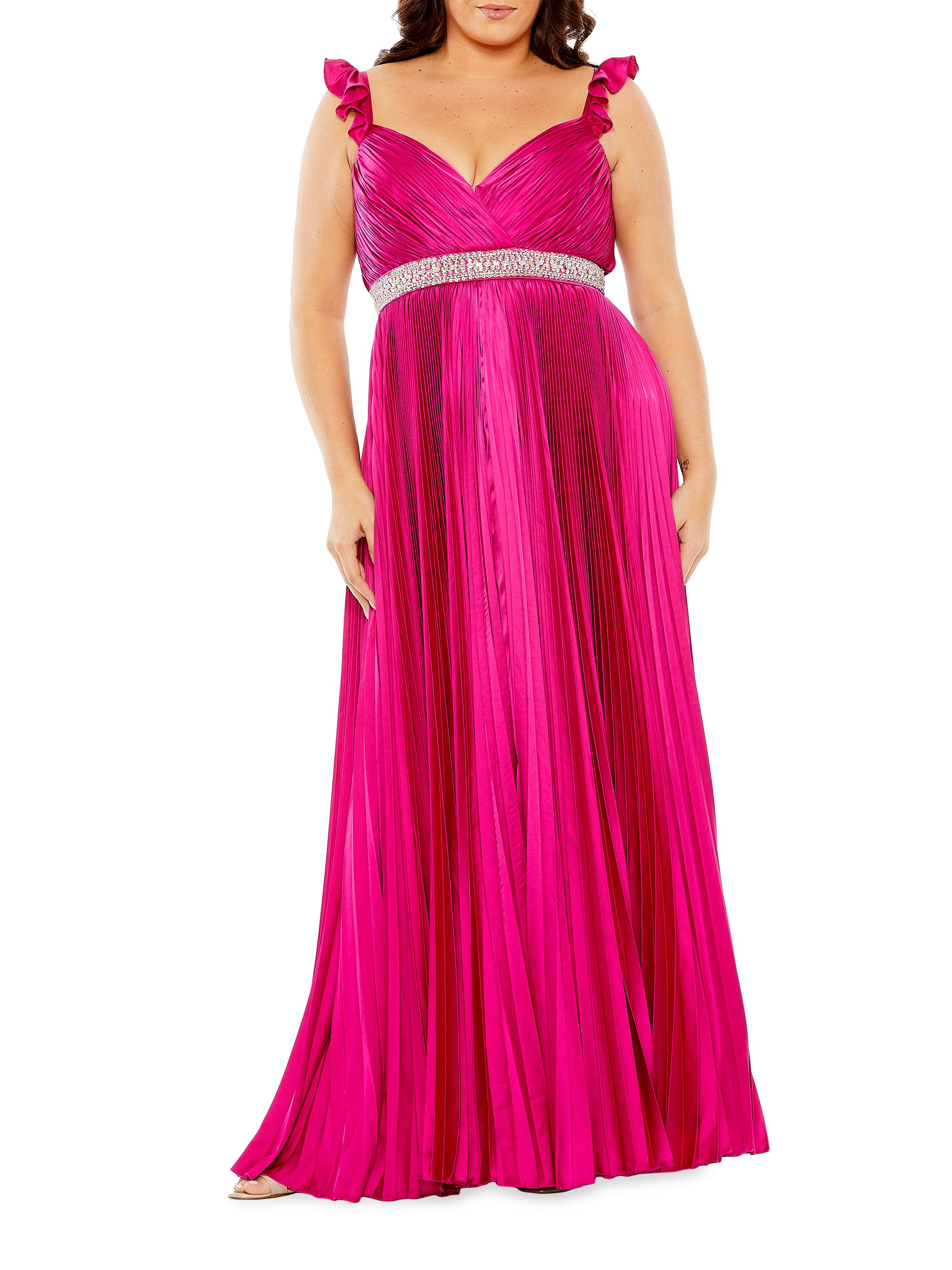Mac Duggal Women's Fabulouss Pleated Embellished Waist Gown - Magenta