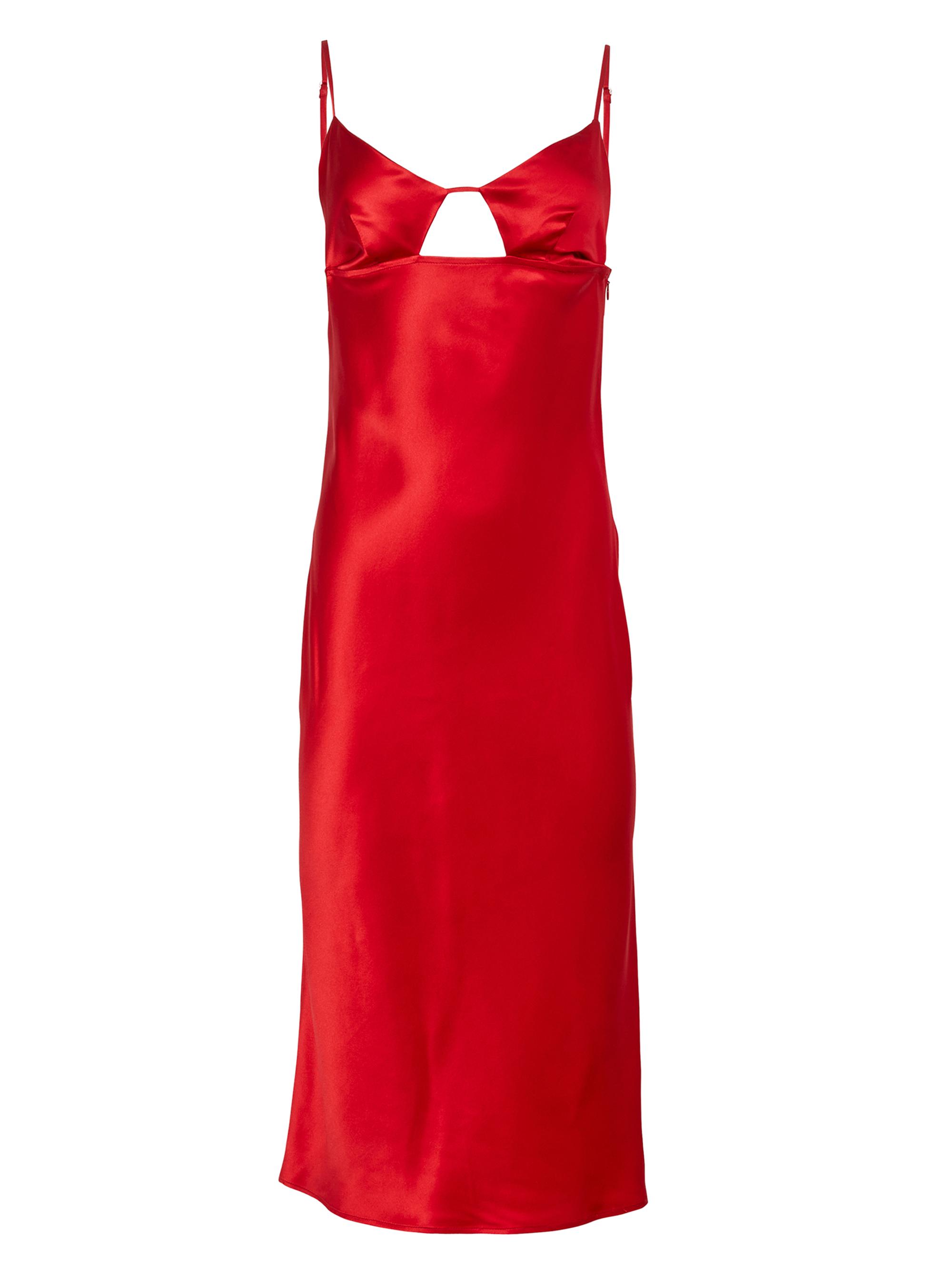 Fleur du Mal Women's Satin Keyhole Slip Midi-Dress - Rouge