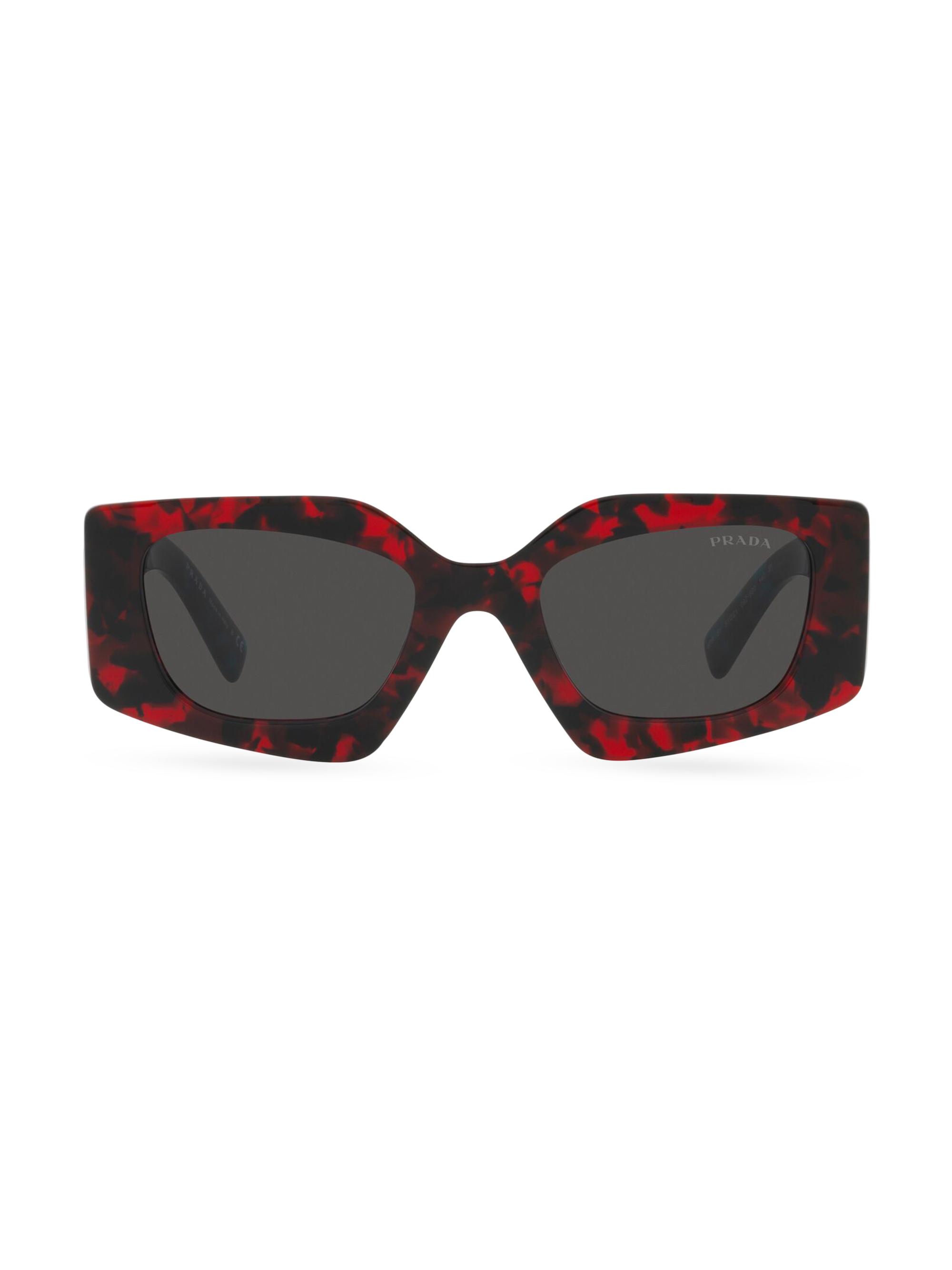 Prada Men's 51MM Rectangular Acetate Sunglasses - Red Tortoise
