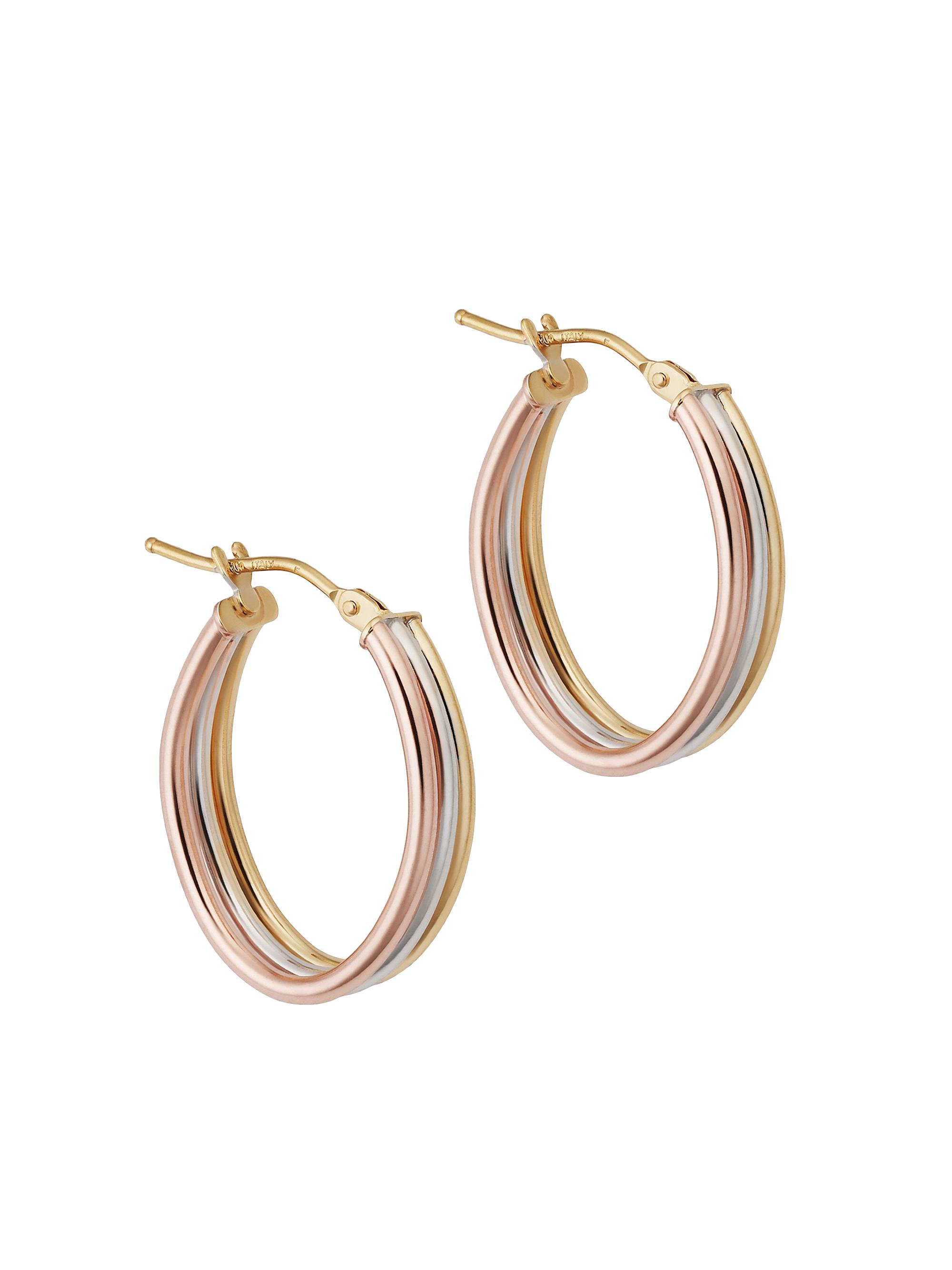 Oradina Women's 14K Tricolor Gold Trifecta Hoops - Tricolor Gold