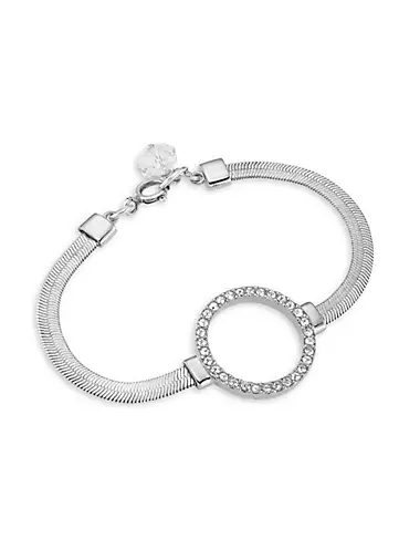 Crystal-Embellished Silvertone Bracelet