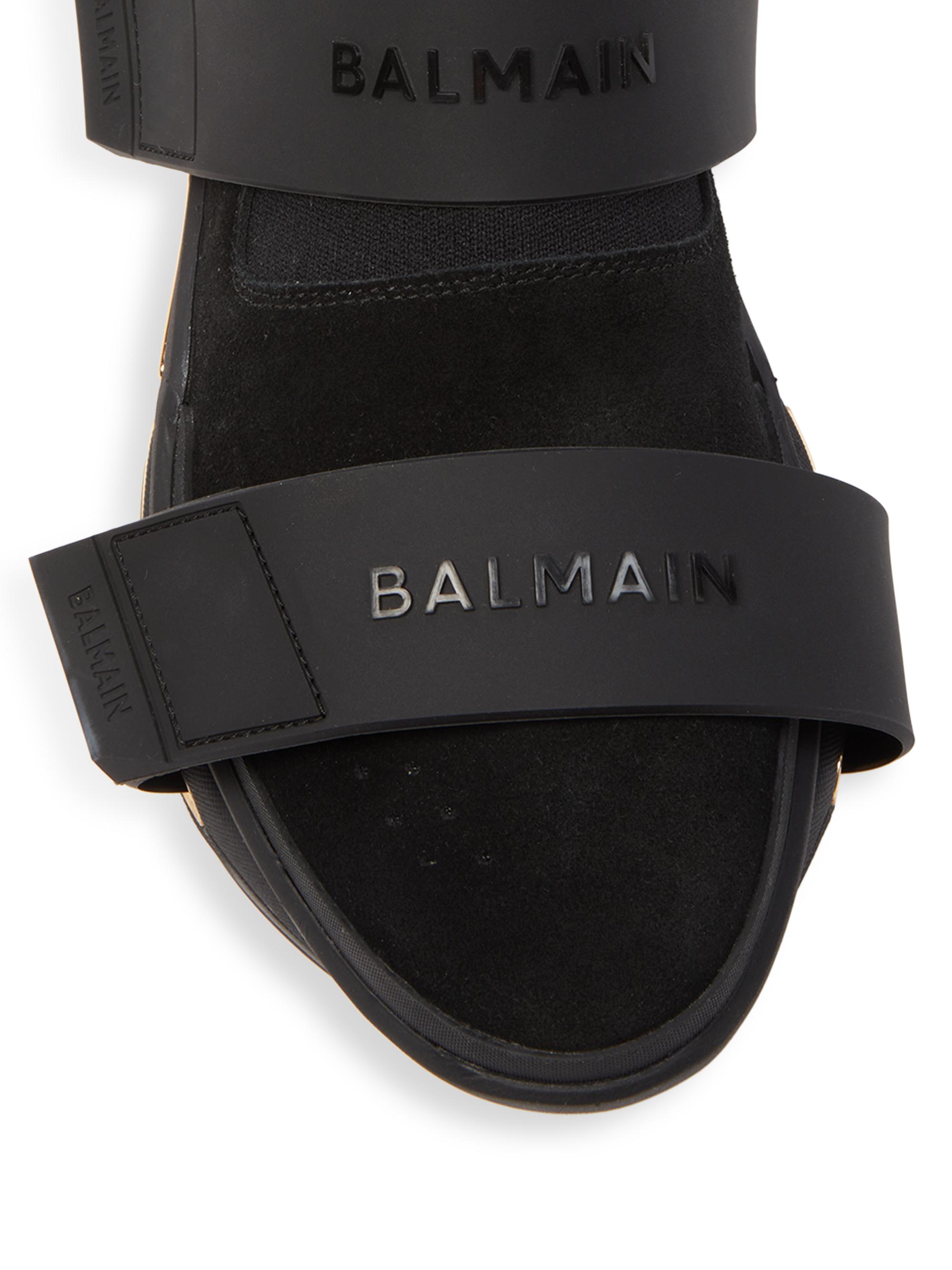 Balmain B Bold Strap Knit & Suede High-Top Sneakers | Saks