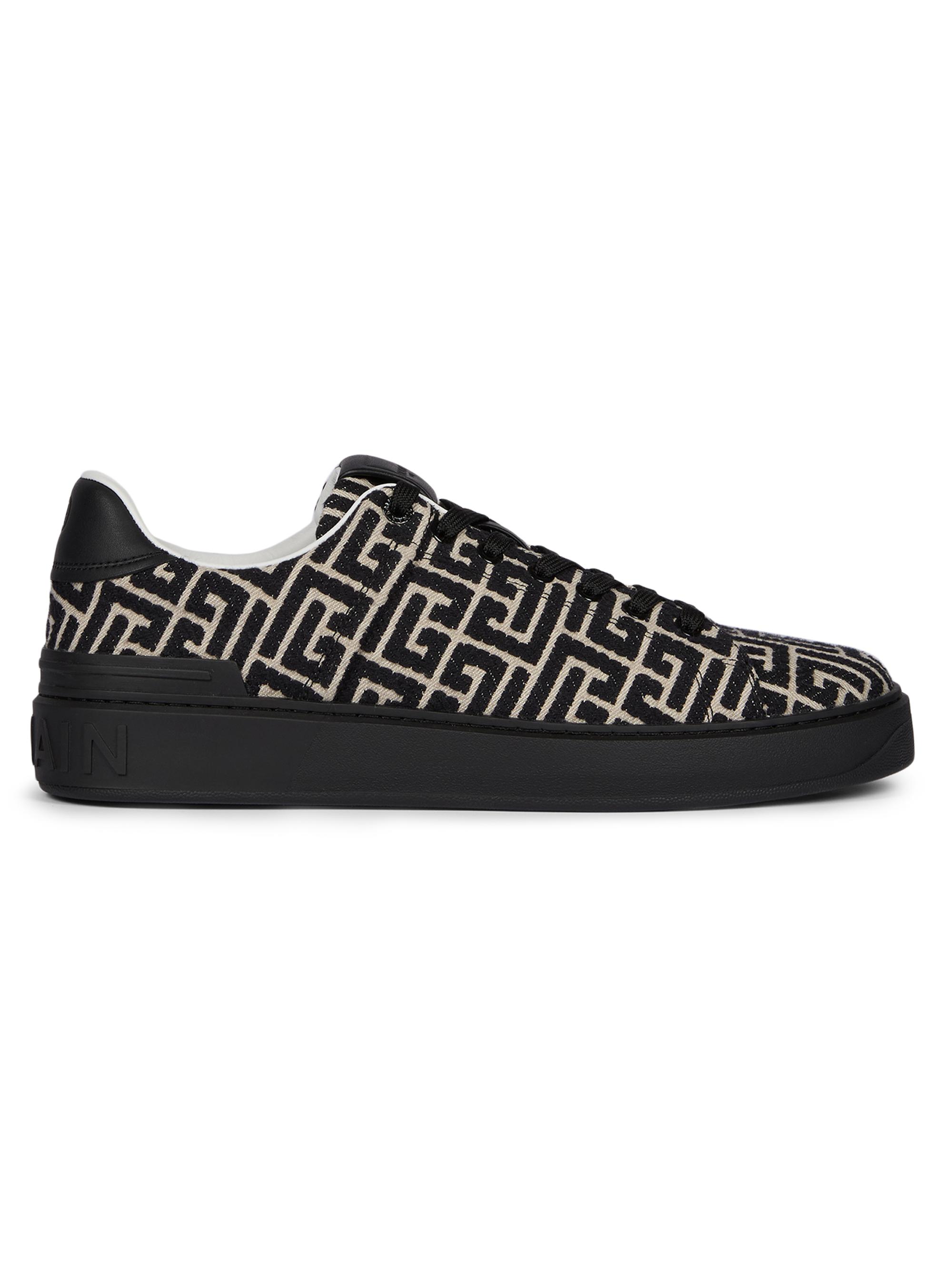 Balmain Men's B Court Monogram Jacquard Low-Top Sneakers - Noir
